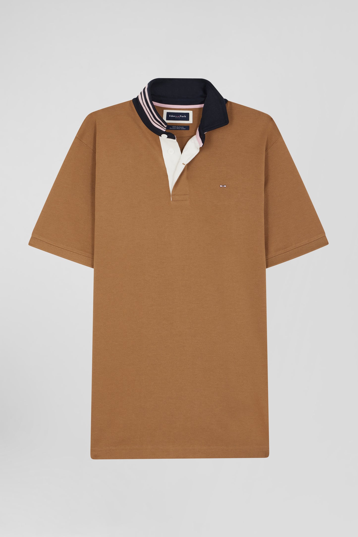 Maillot en coton camel col contrasté coupe Regular - Image 1