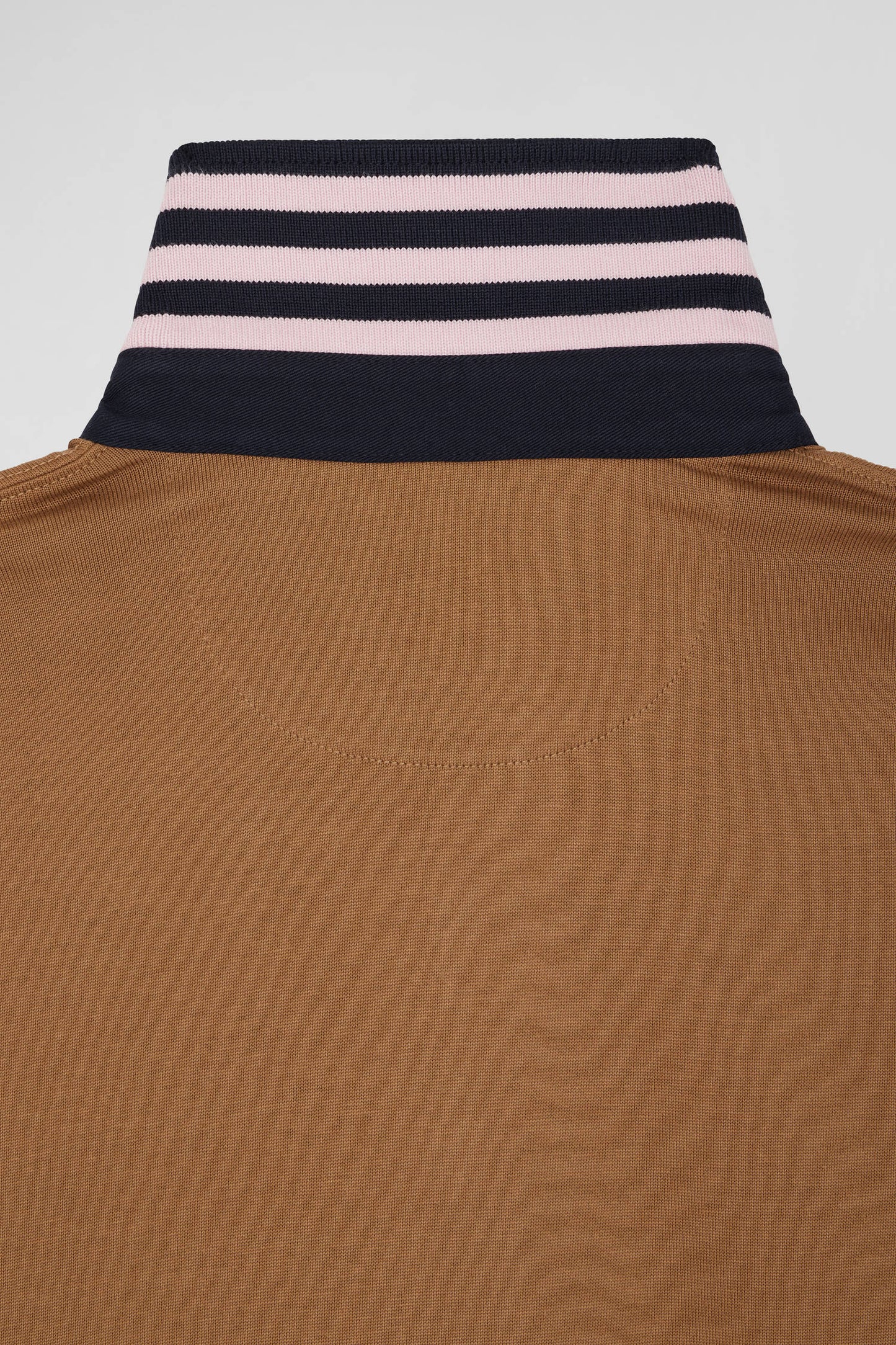 Hazelnut cotton jersey with contrasting collar Regular fit