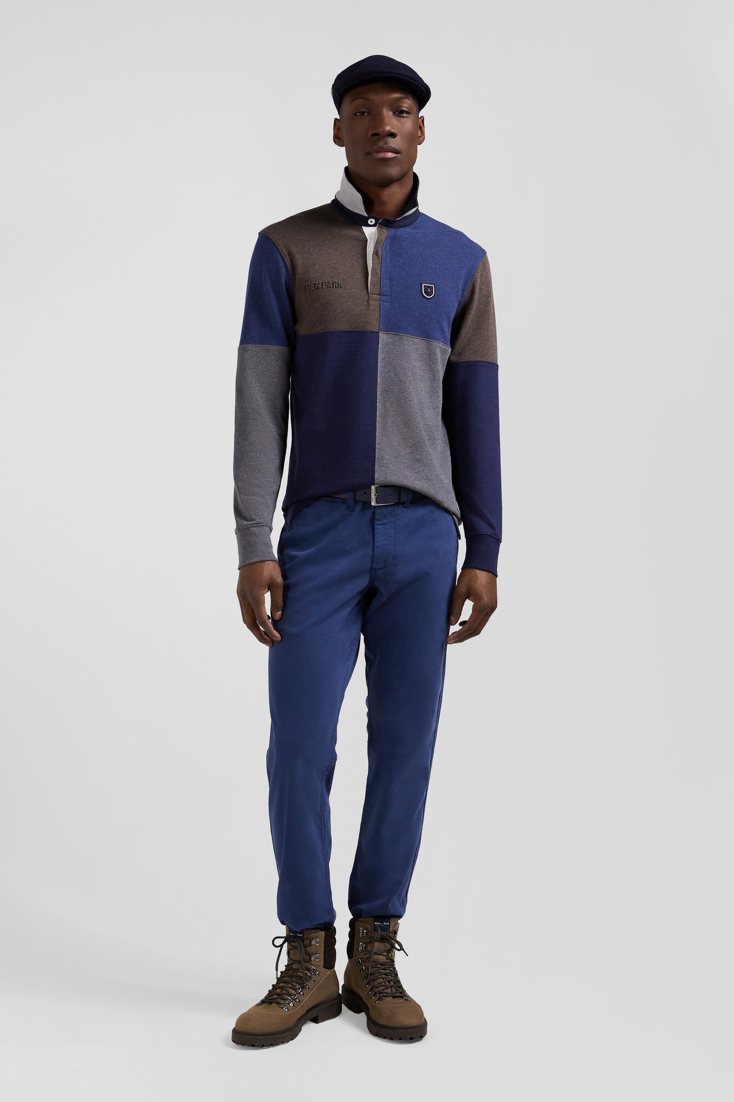 Navy blue cotton cut and sewn regular fit long-sleeved jersey