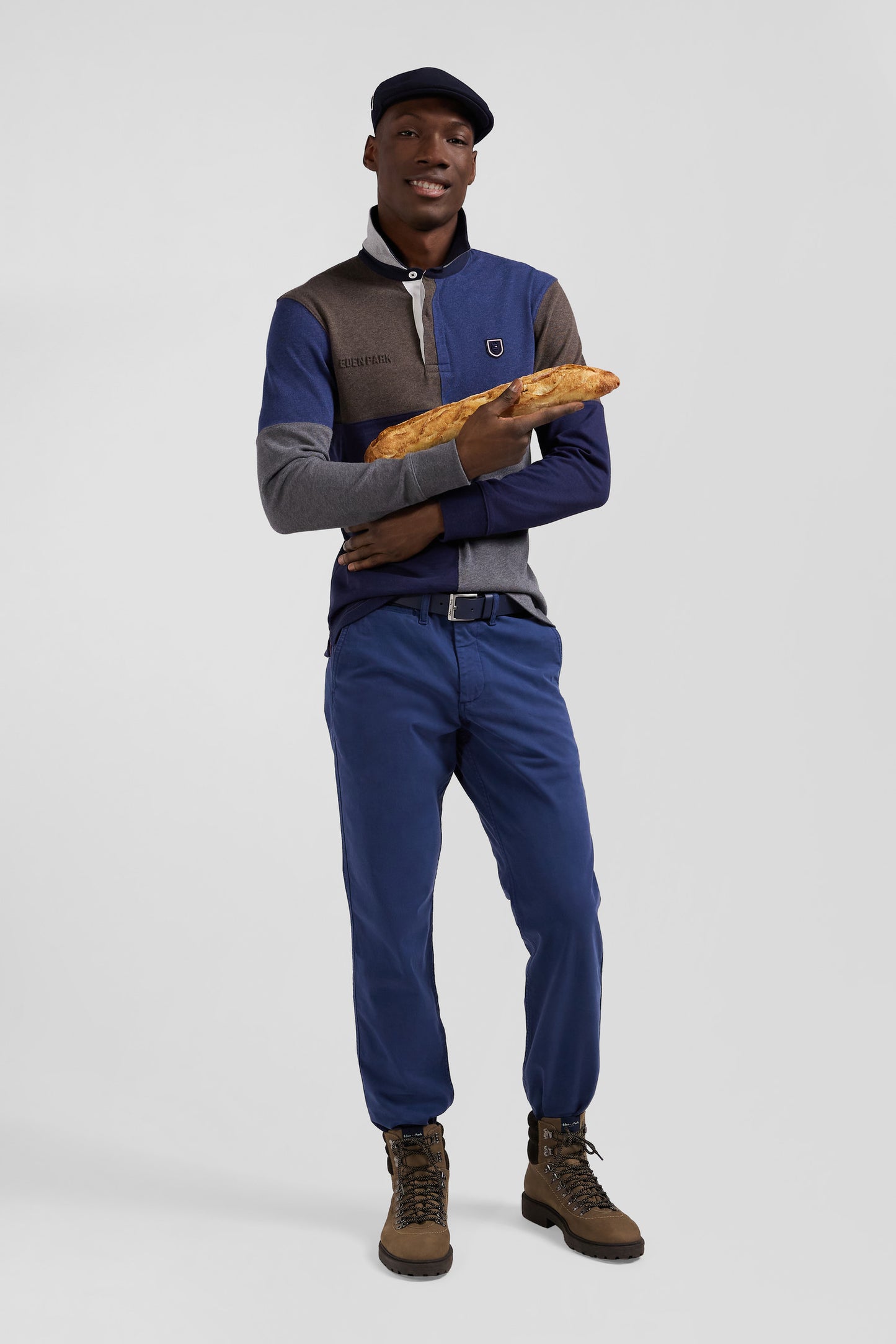 Navy blue cotton cut and sewn regular fit long-sleeved jersey