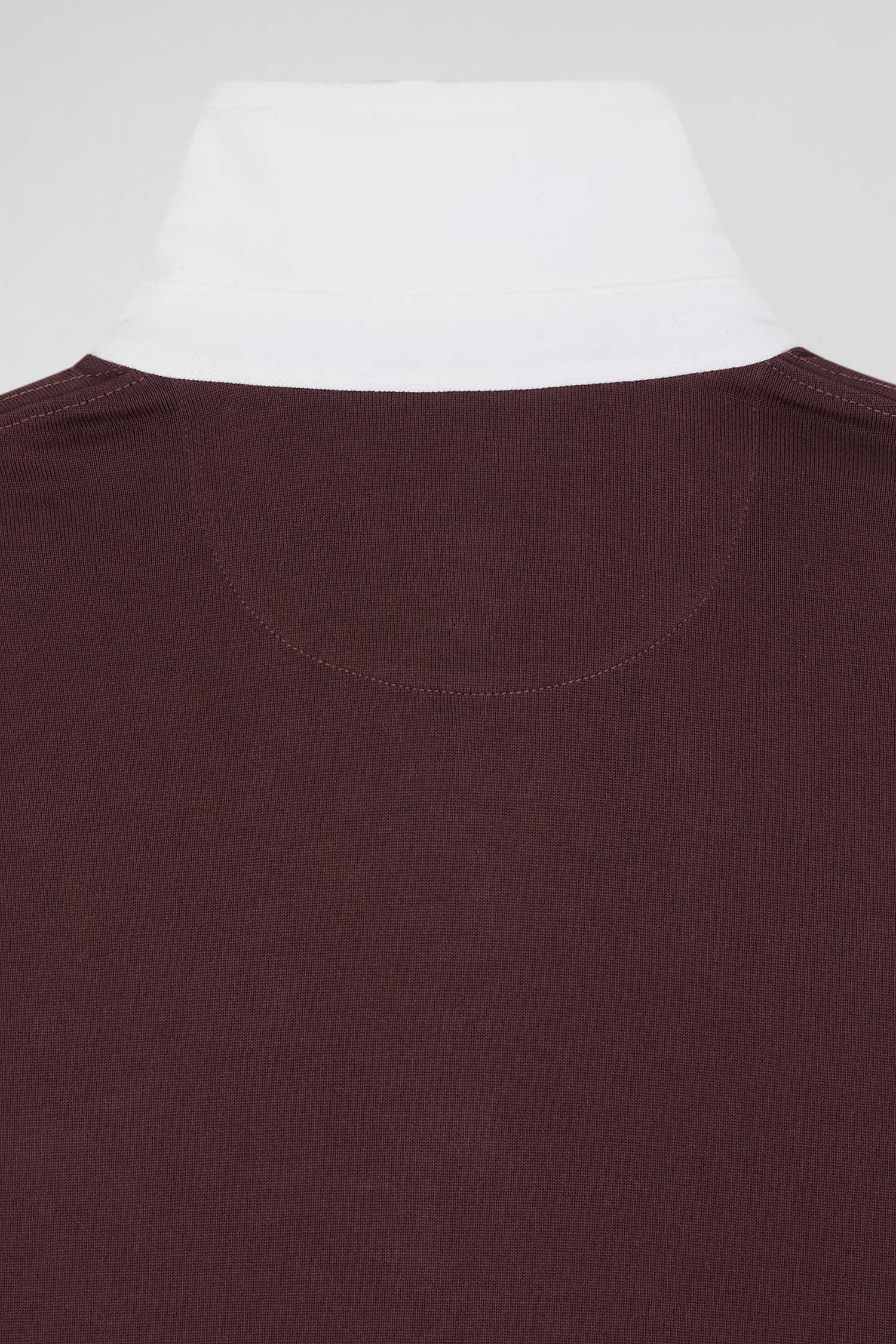 Relaxed burgundy long-sleeved cotton rugby shirt