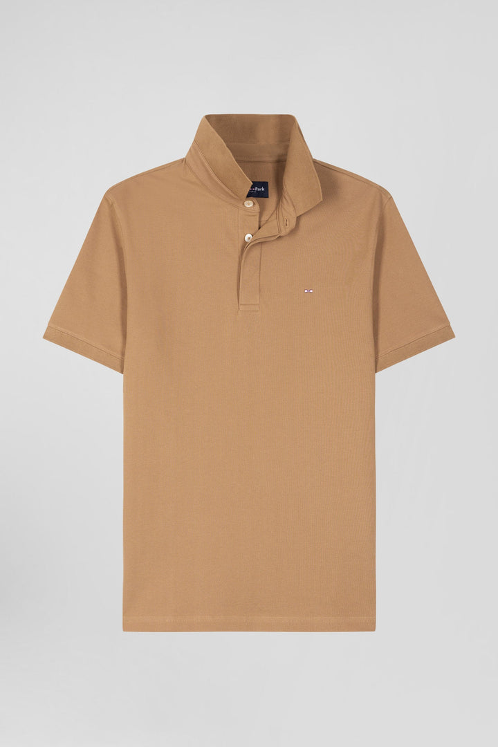 Polo manches courtes en coton stretch camel coupe Slim alt view