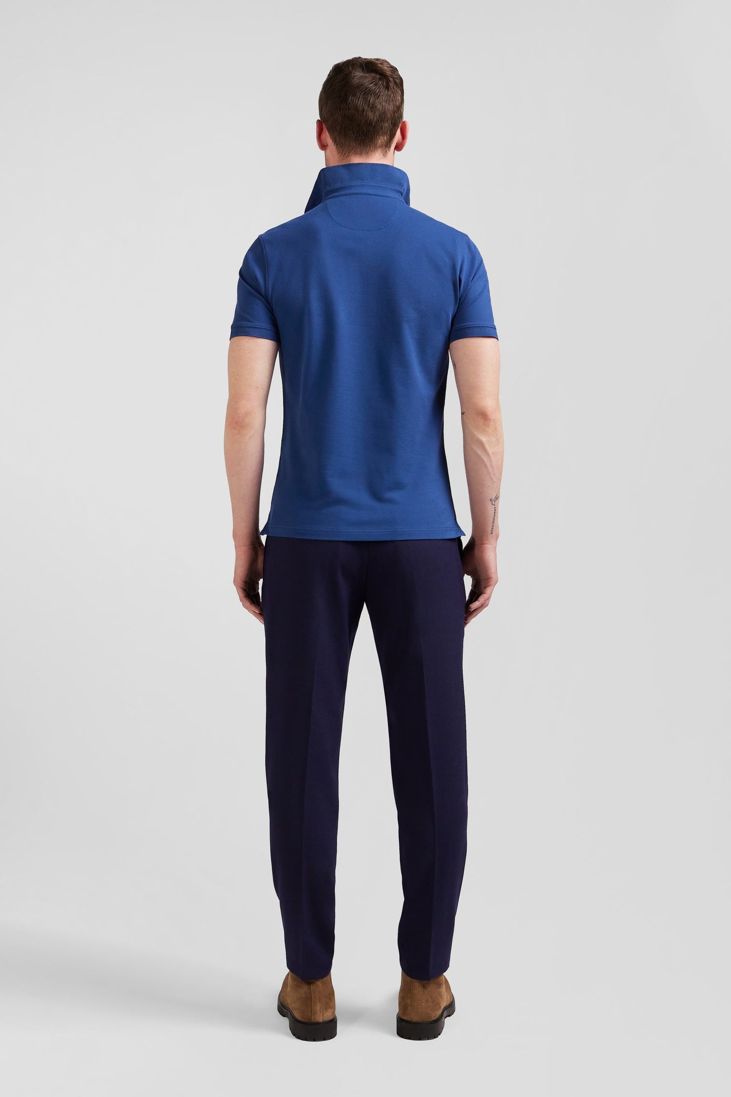 Polo manches courtes en coton stretch bleu foncé coupe Slim - Image 7