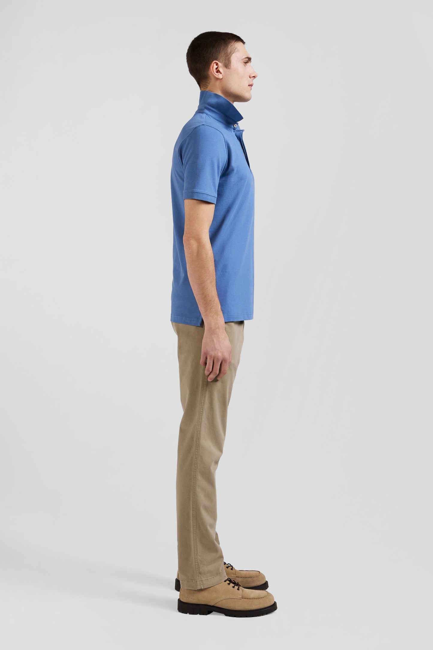 Polo manches courtes en coton stretch bleu coupe Slim - Image 6