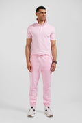 Polo manches courtes en coton stretch rose coupe Slim