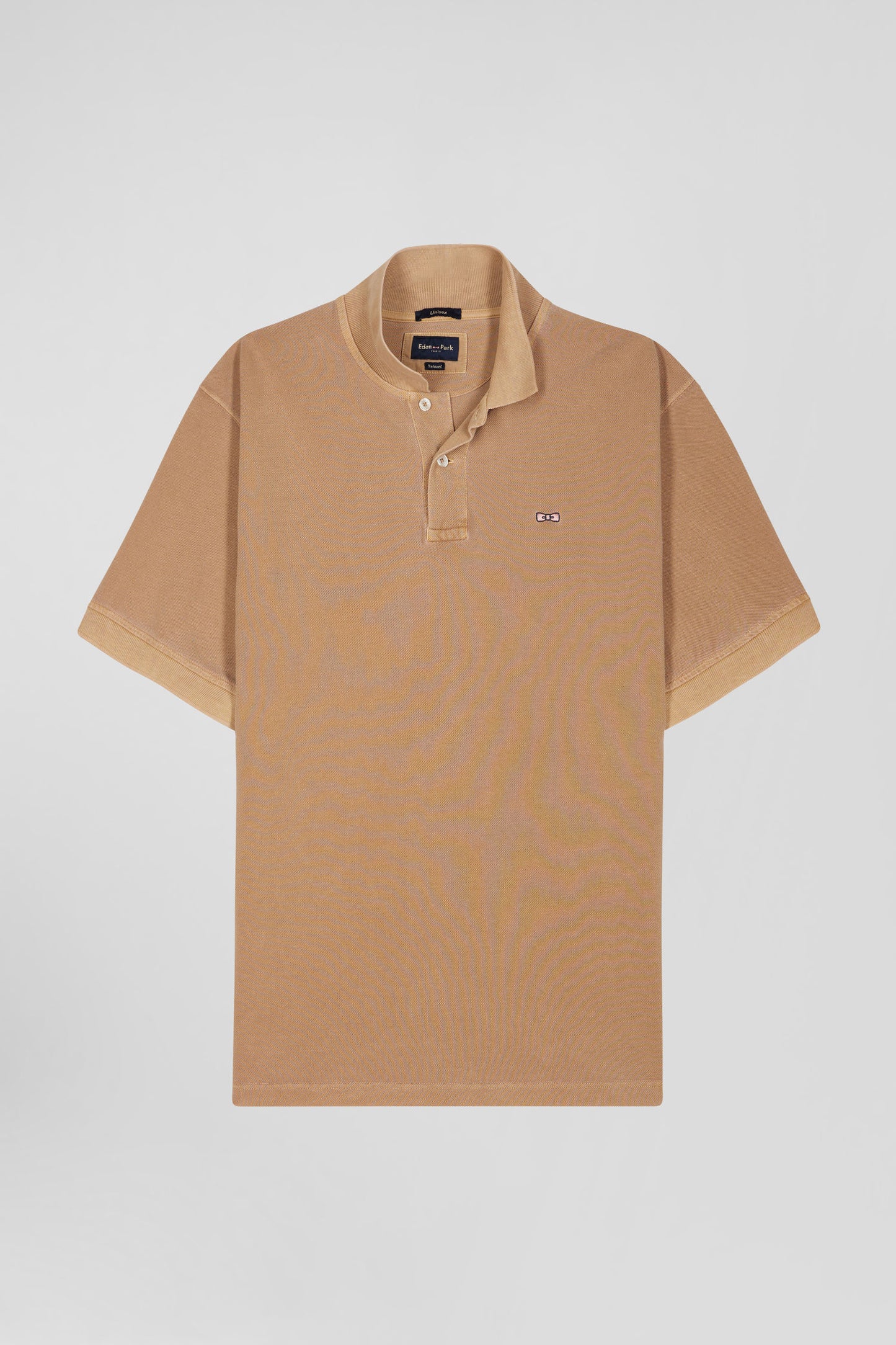 Unisex short-sleeve polo shirt in overdyed hazelnut cotton pique Oversized cut