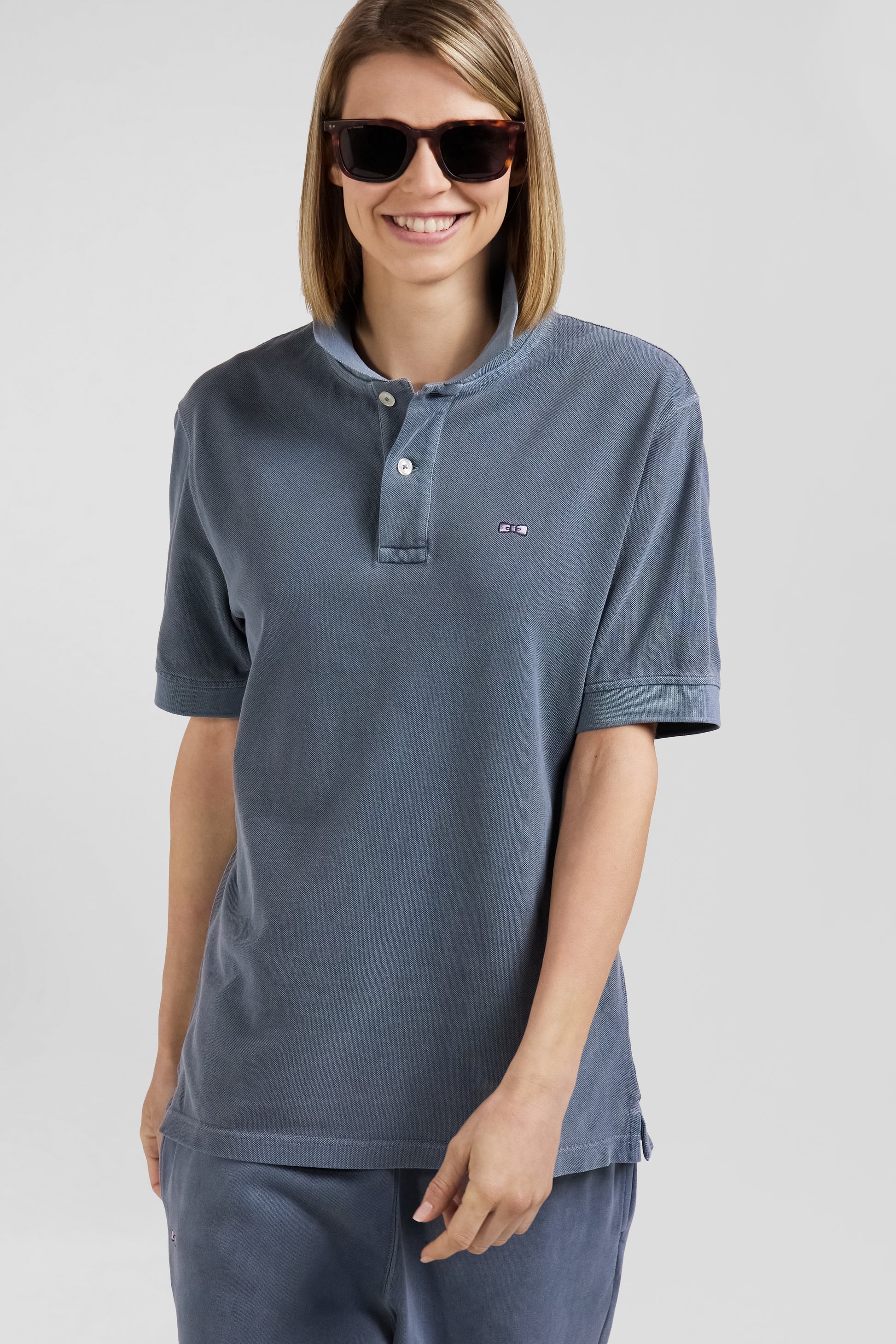 Polo manches courtes unisexe en piqué coton gris surteint coupe Oversized