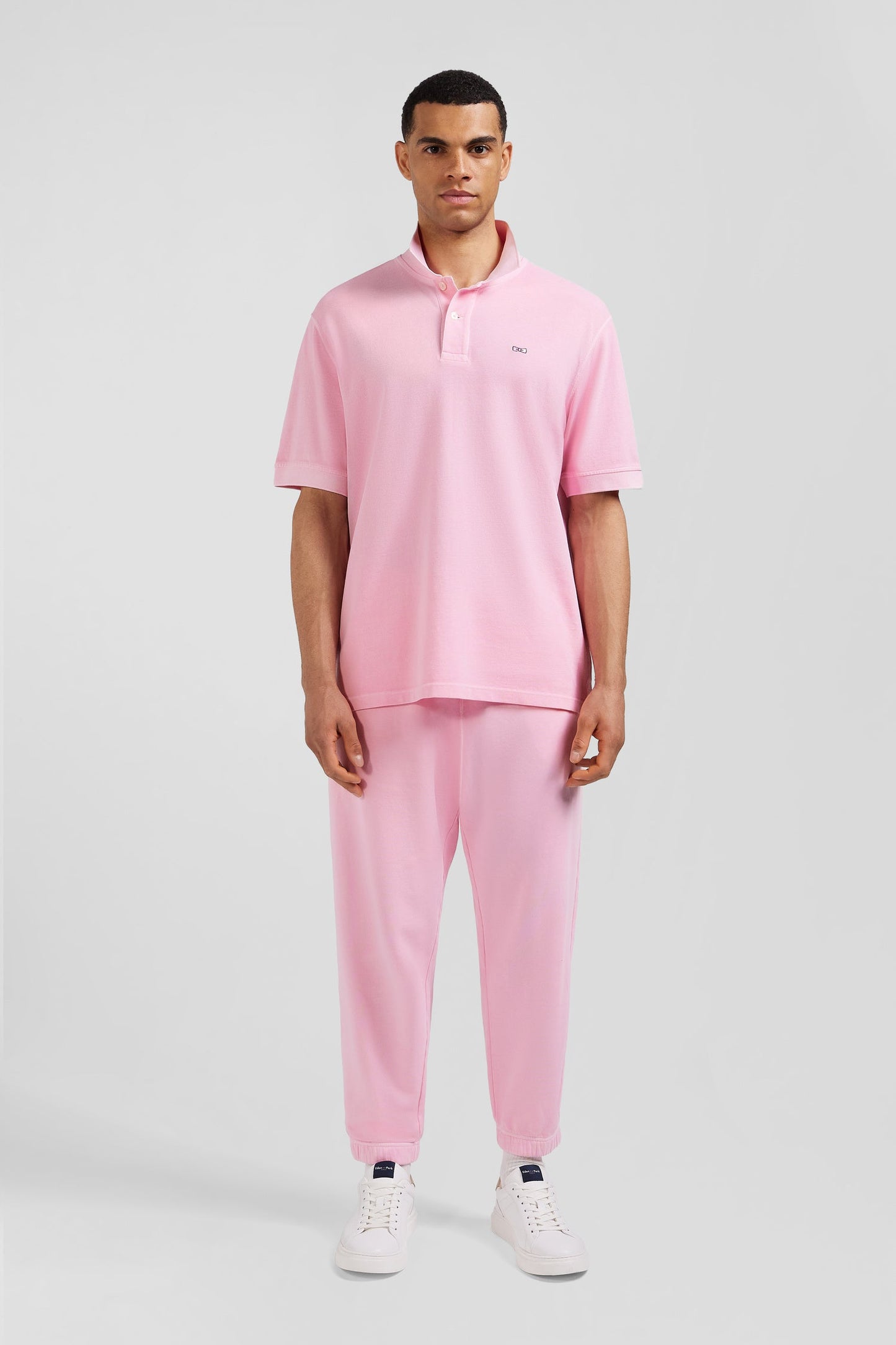 Polo manches courtes unisexe en piqué coton rose surteint coupe Oversized - Image 1