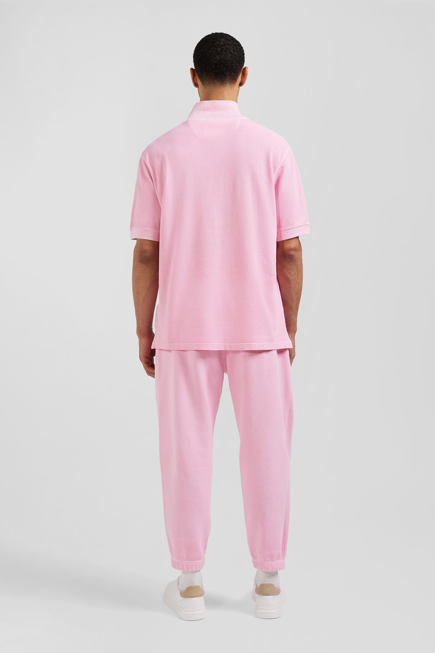 Polo manches courtes unisexe en piqué coton rose surteint coupe Oversized