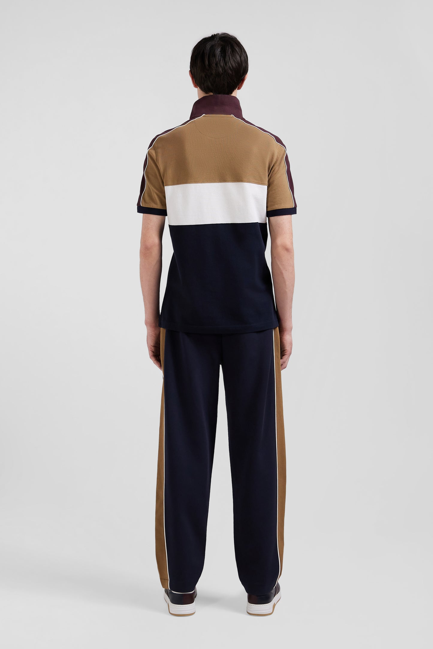 Three-tone cotton piqué polo shirt with Eden Park lettering Regular fit