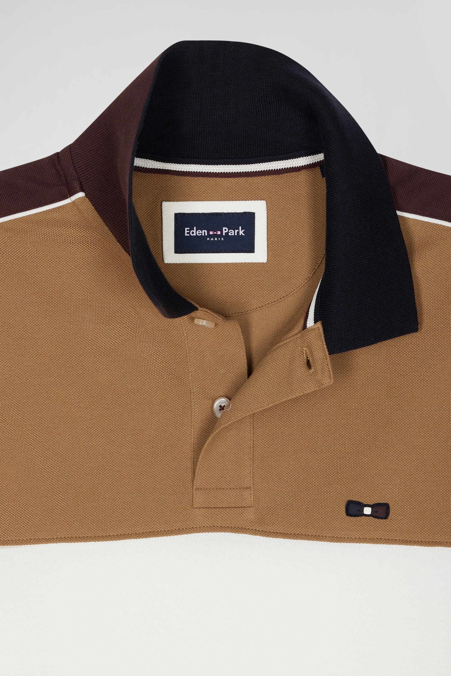 Three-tone cotton piqué polo shirt with Eden Park lettering Regular fit