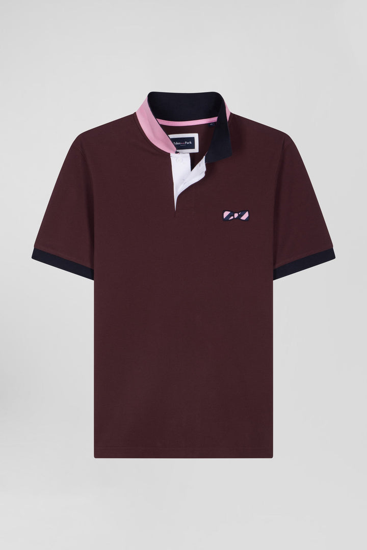 Polo manches courtes en piqué coton bordeaux broderie cerclée coupe Regular alt view