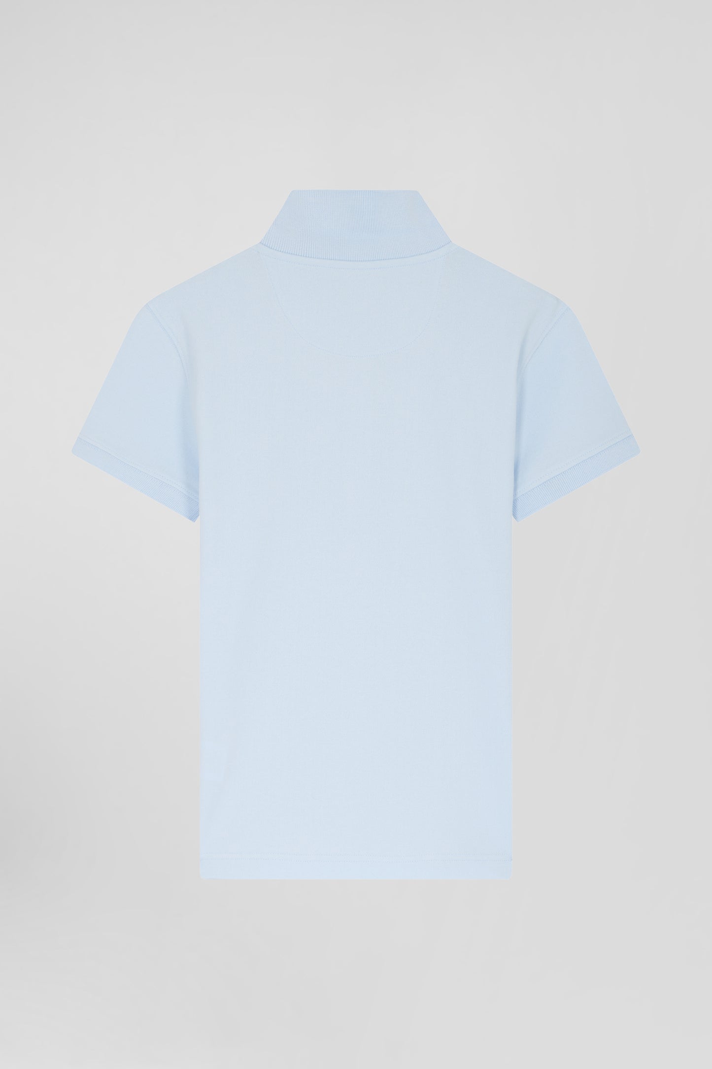 Slim sky blue plain stretch cotton short-sleeved polo shirt