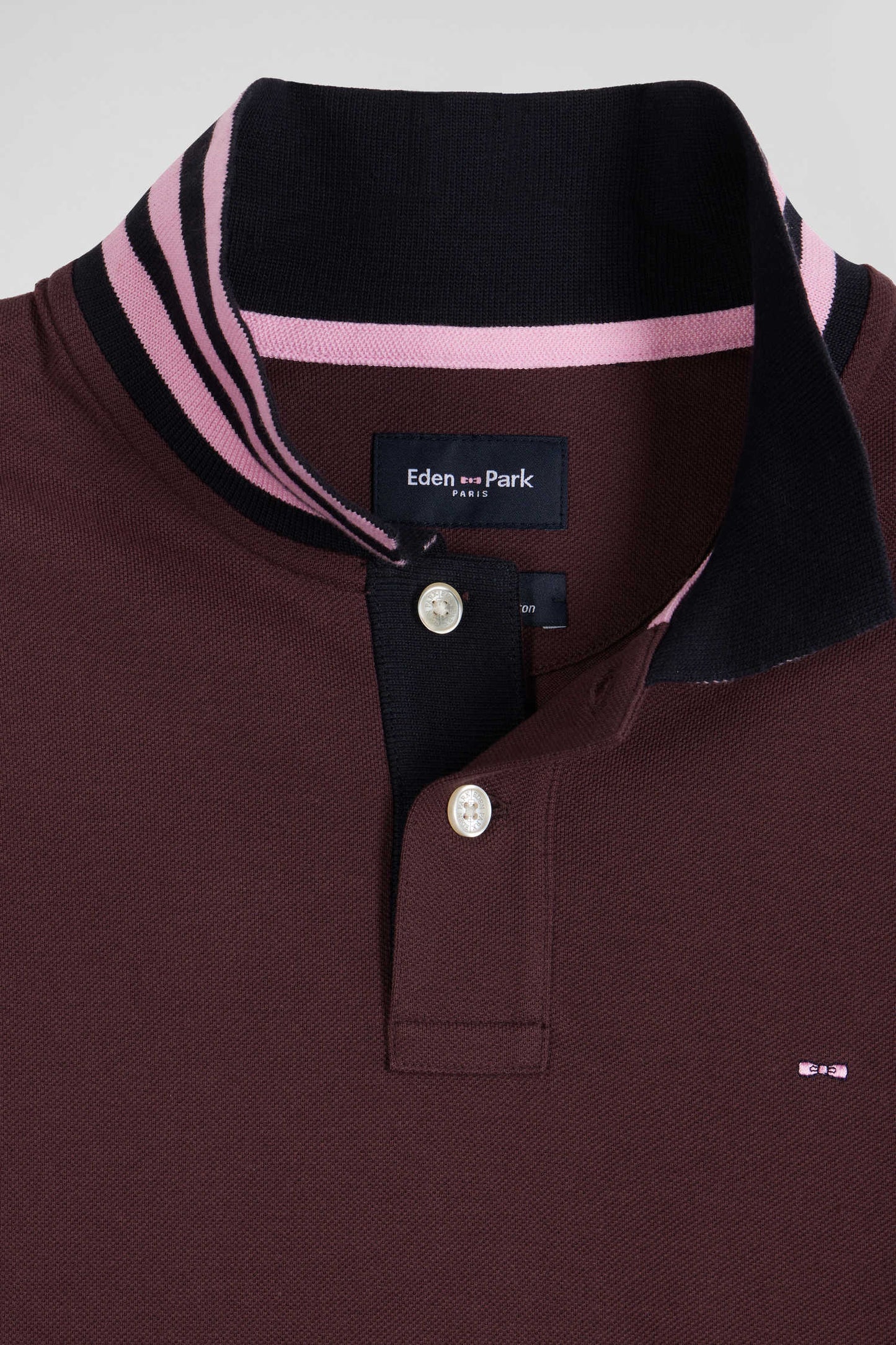 Polo manches longues en piqué coton bordeaux coupe Regular - Image 8