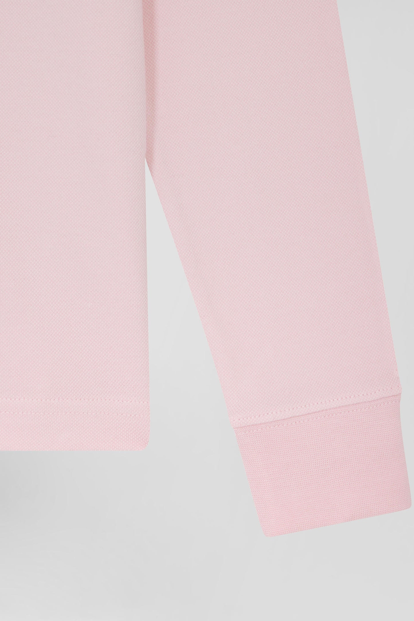 Slim pink long-sleeved stretch cotton polo shirt