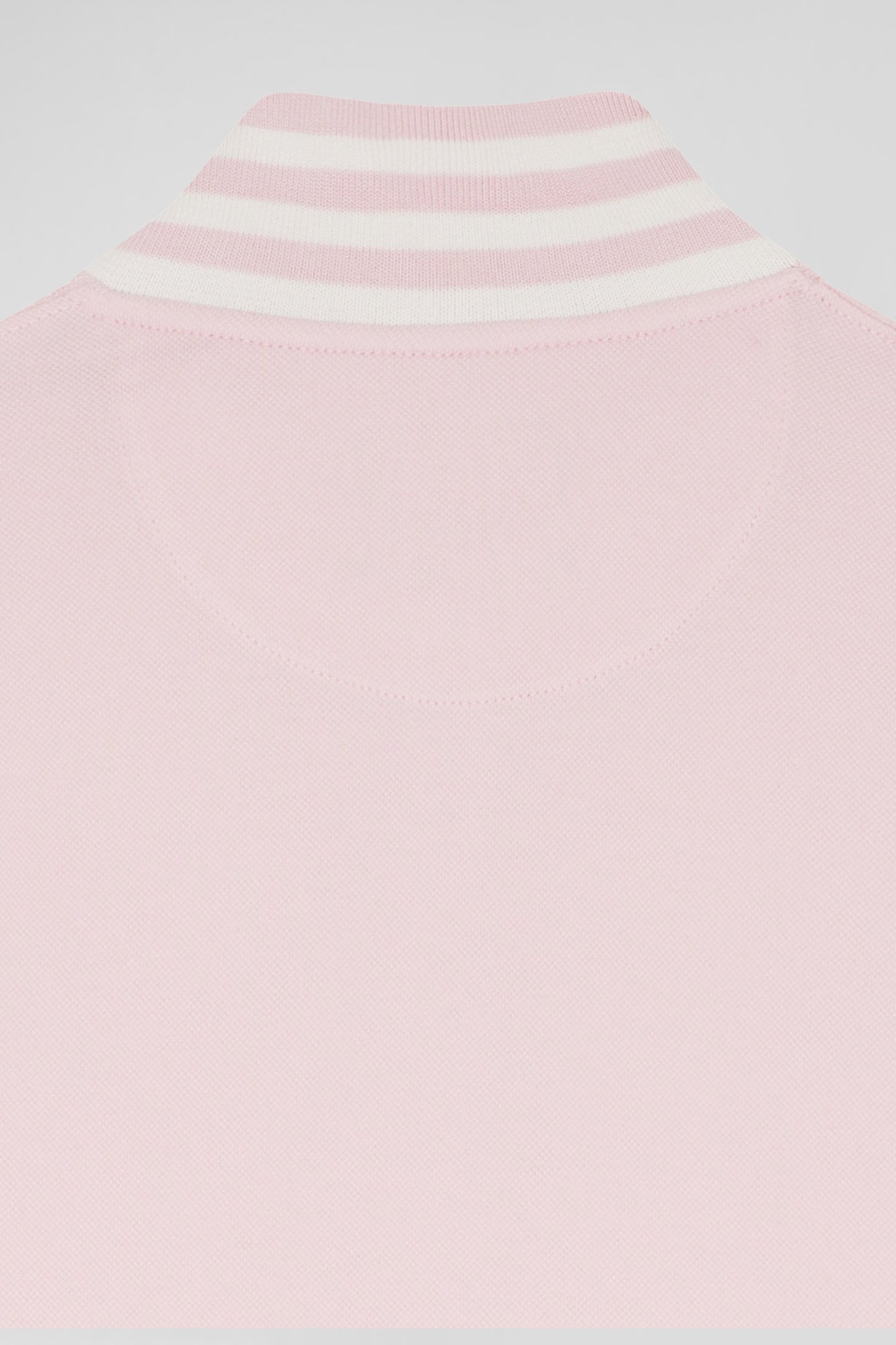 Slim pink long-sleeved stretch cotton polo shirt