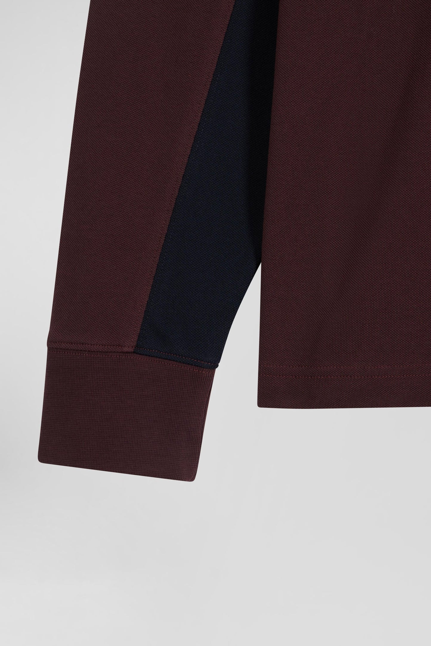 Polo manches longues colorblock en piqué coton bordeaux coupe Regular - Image 10