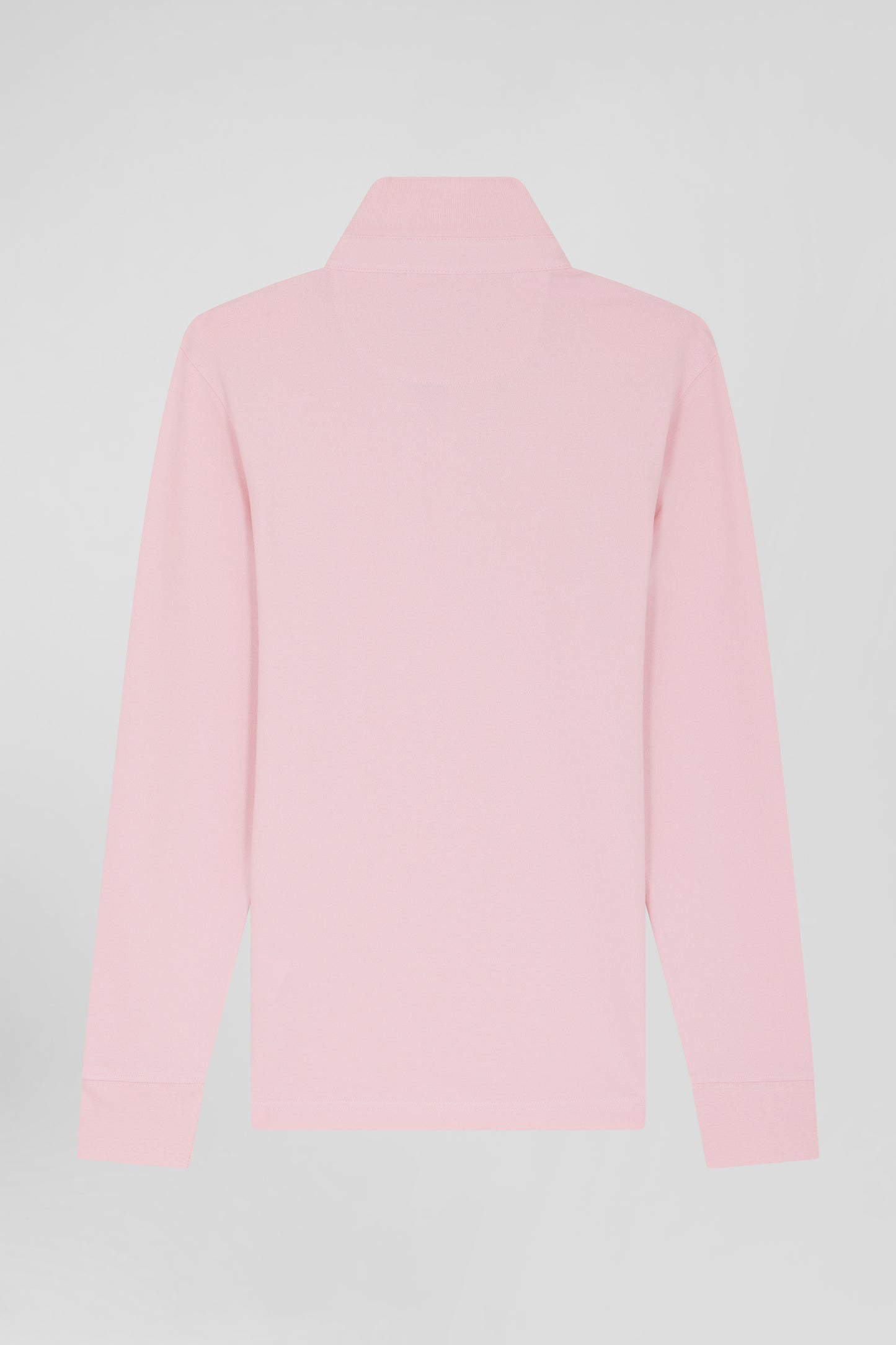 Polo manches longues en piqué coton rose coupe Slim - Image 2