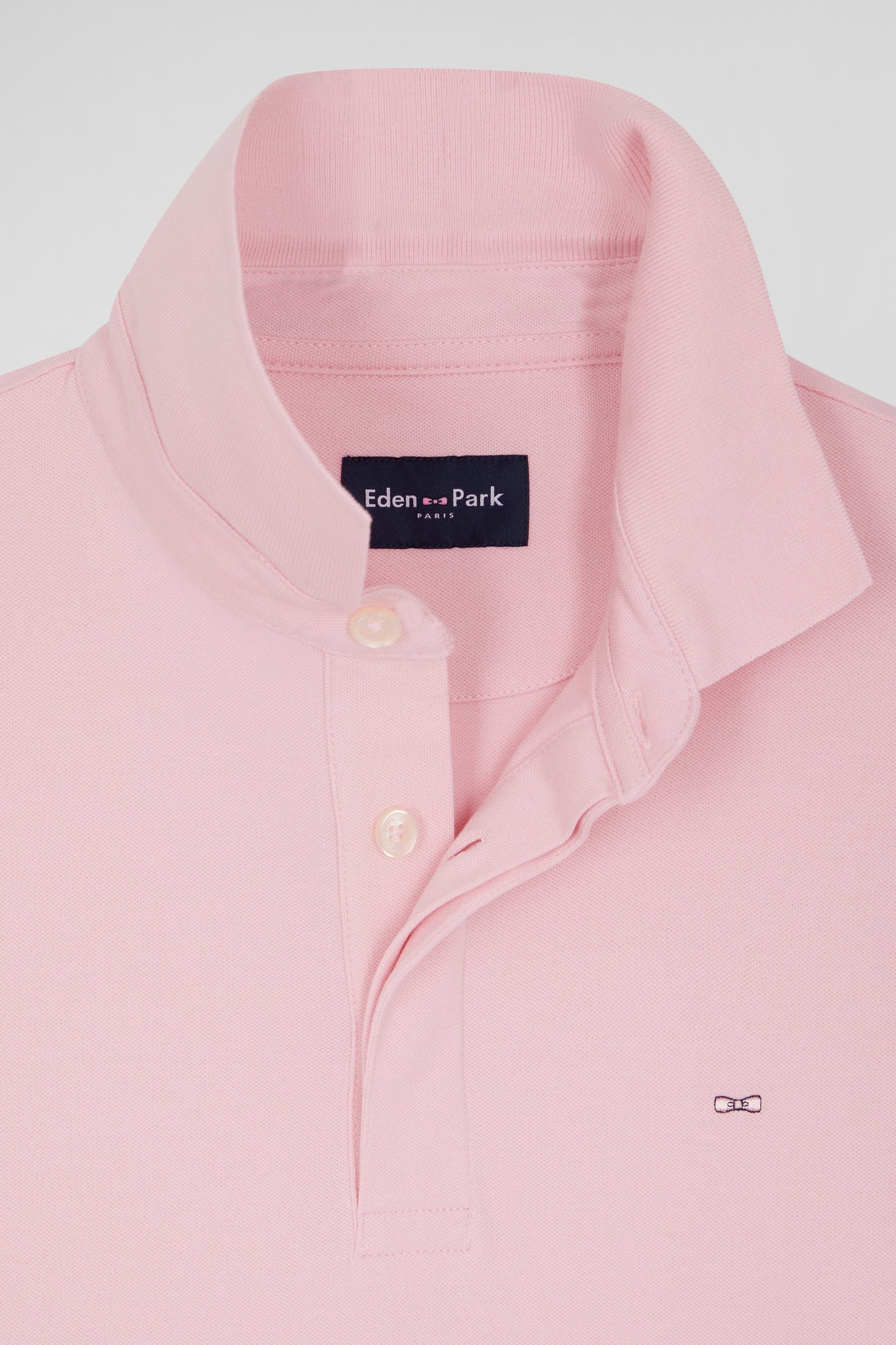 Polo manches longues en piqué coton rose coupe Slim - Image 3