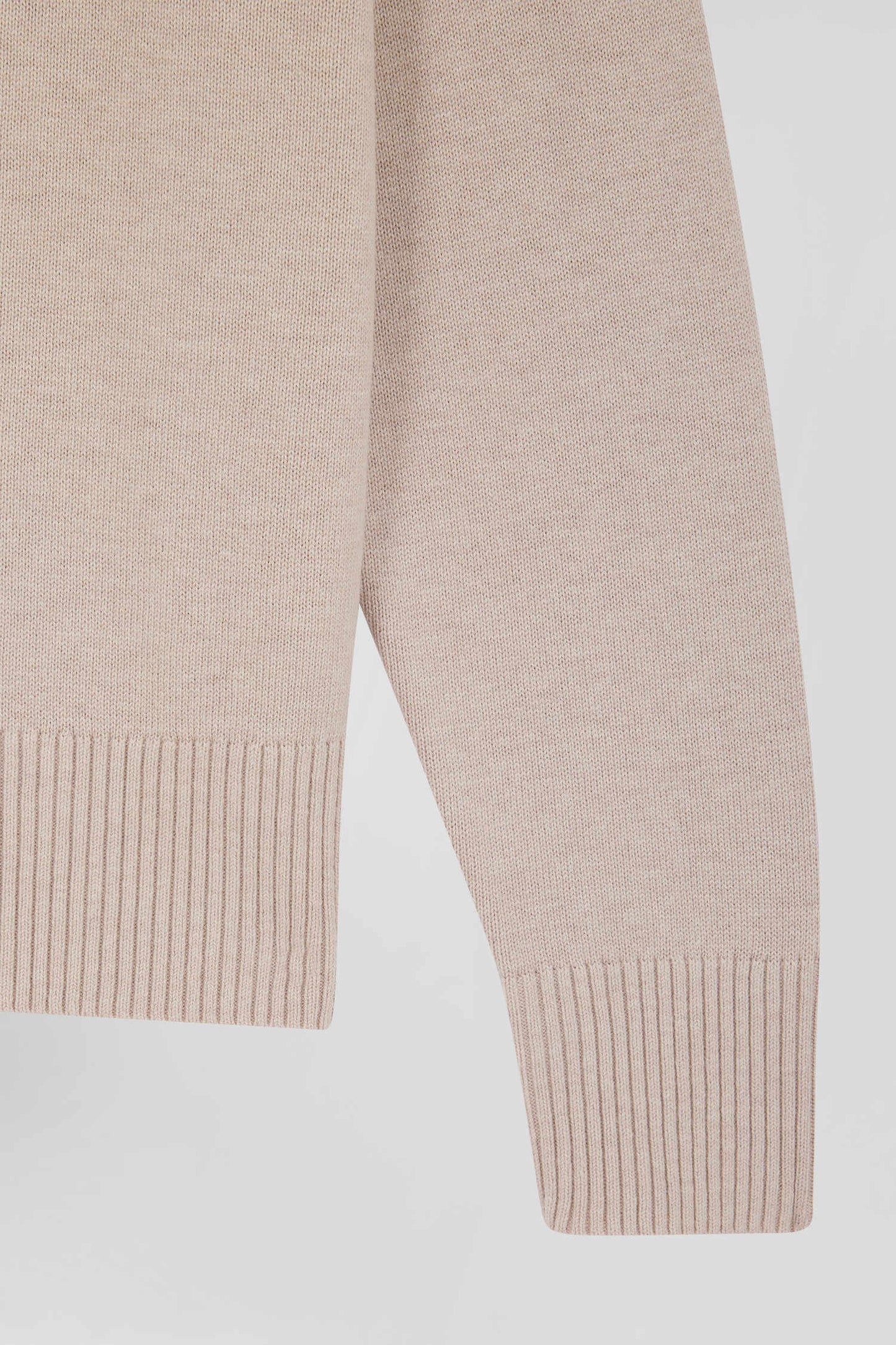 Relaxed beige wool and cotton turtleneck jumper