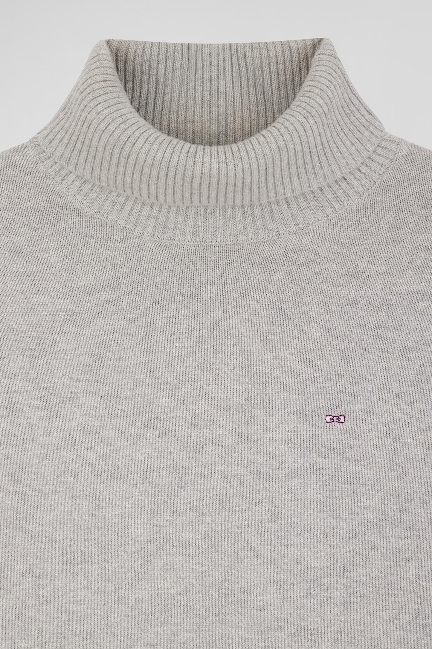 Relaxed light grey wool and cotton turtleneck jumper