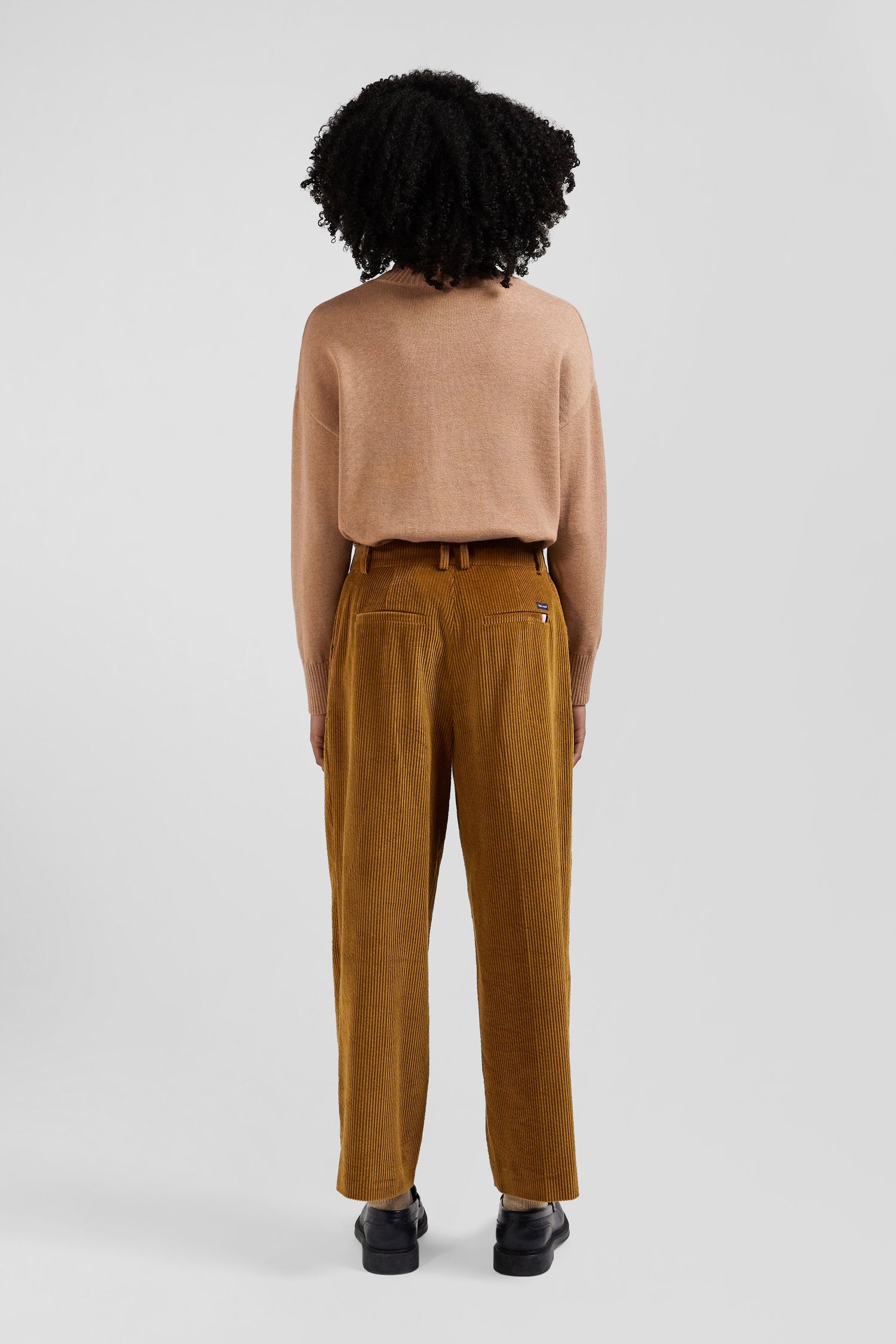 Relaxed brown wool and cotton turtleneck jumper