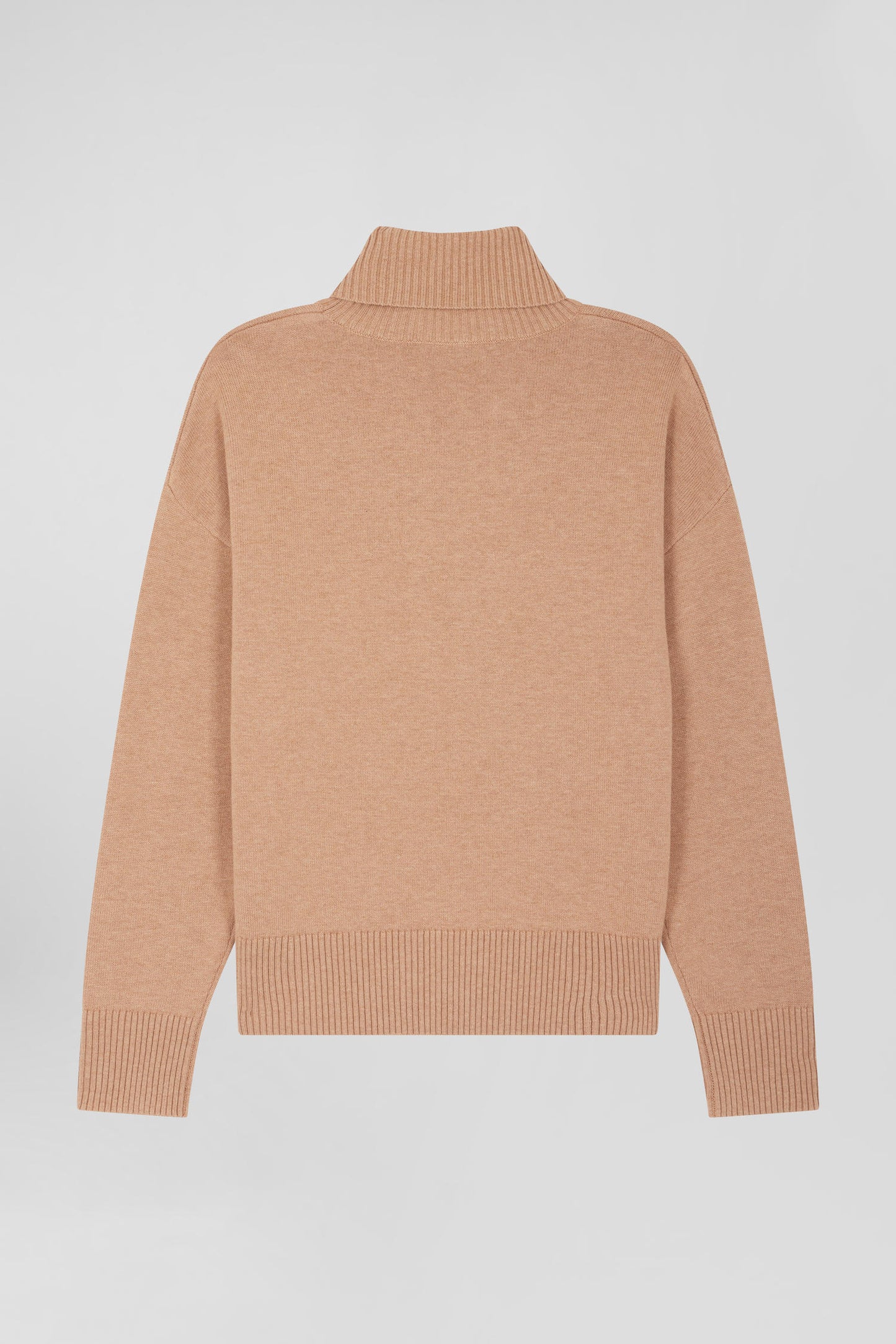 Relaxed brown wool and cotton turtleneck jumper