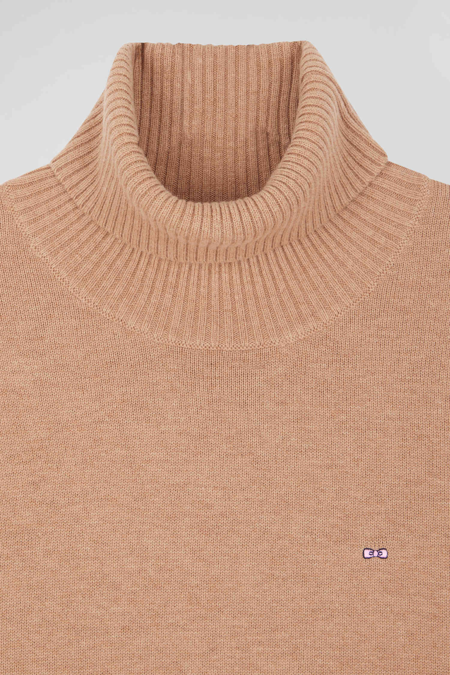 Relaxed brown wool and cotton turtleneck jumper