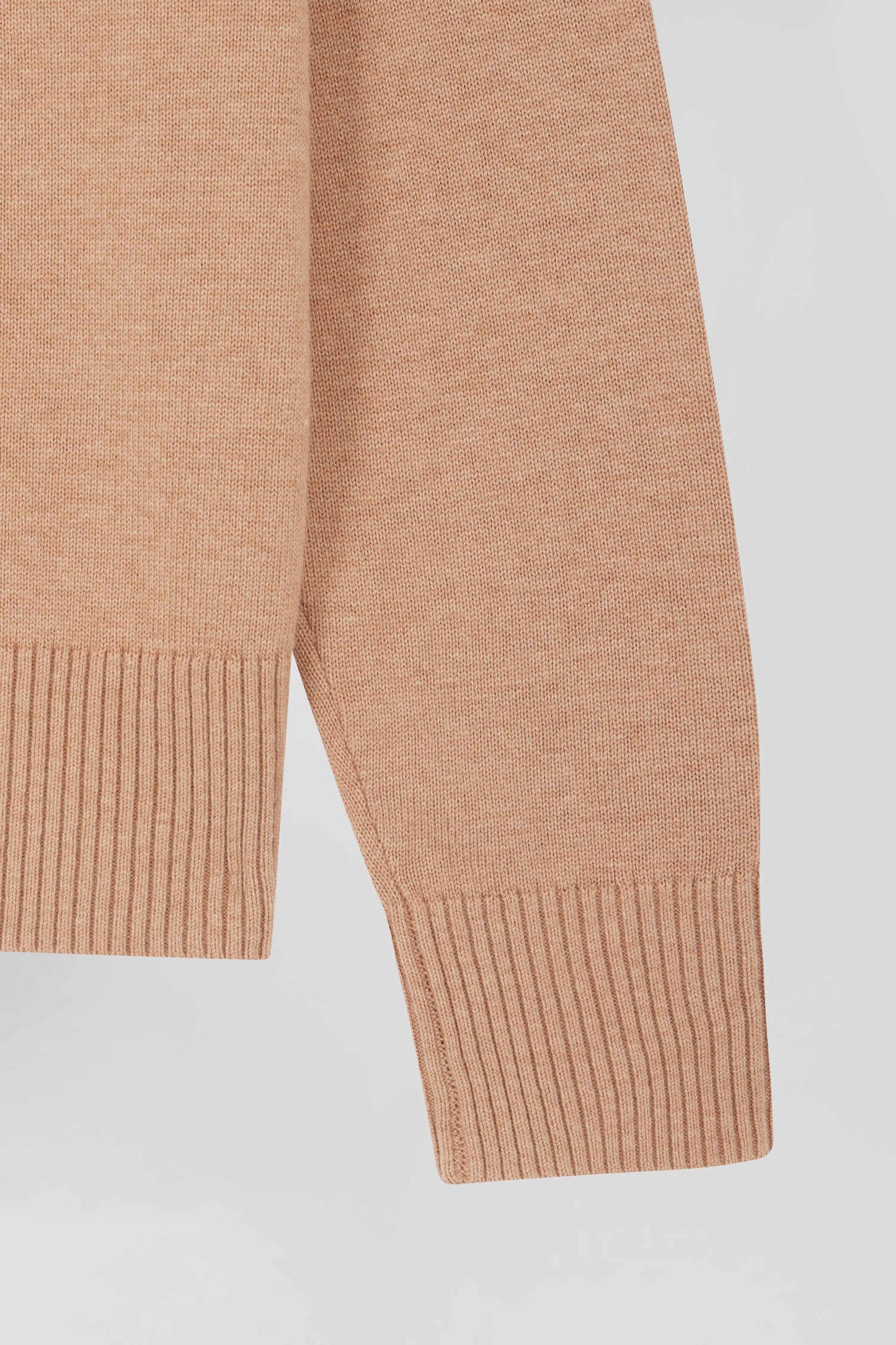 Relaxed brown wool and cotton turtleneck jumper