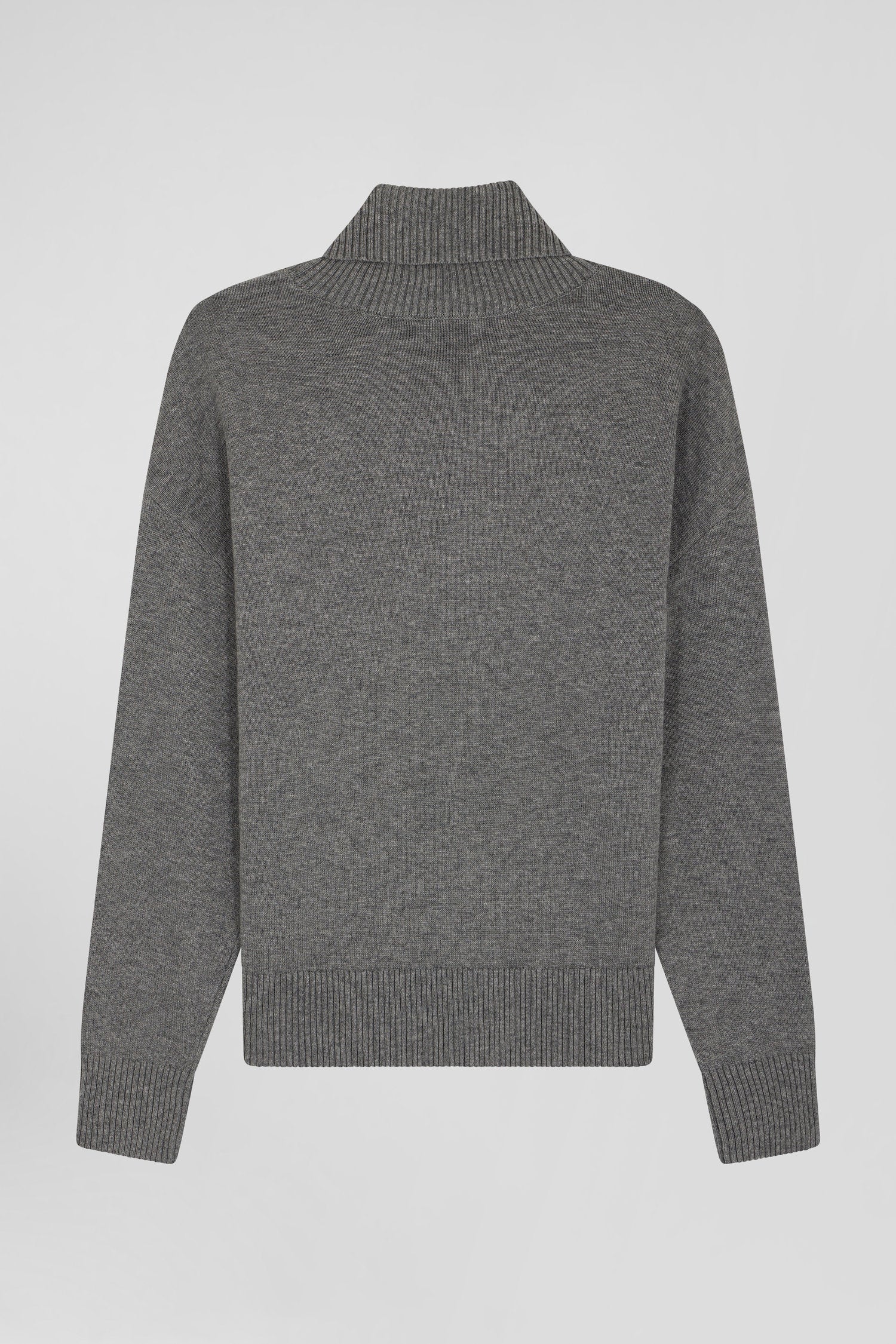 Relaxed anthracite grey wool and cotton turtleneck jumper