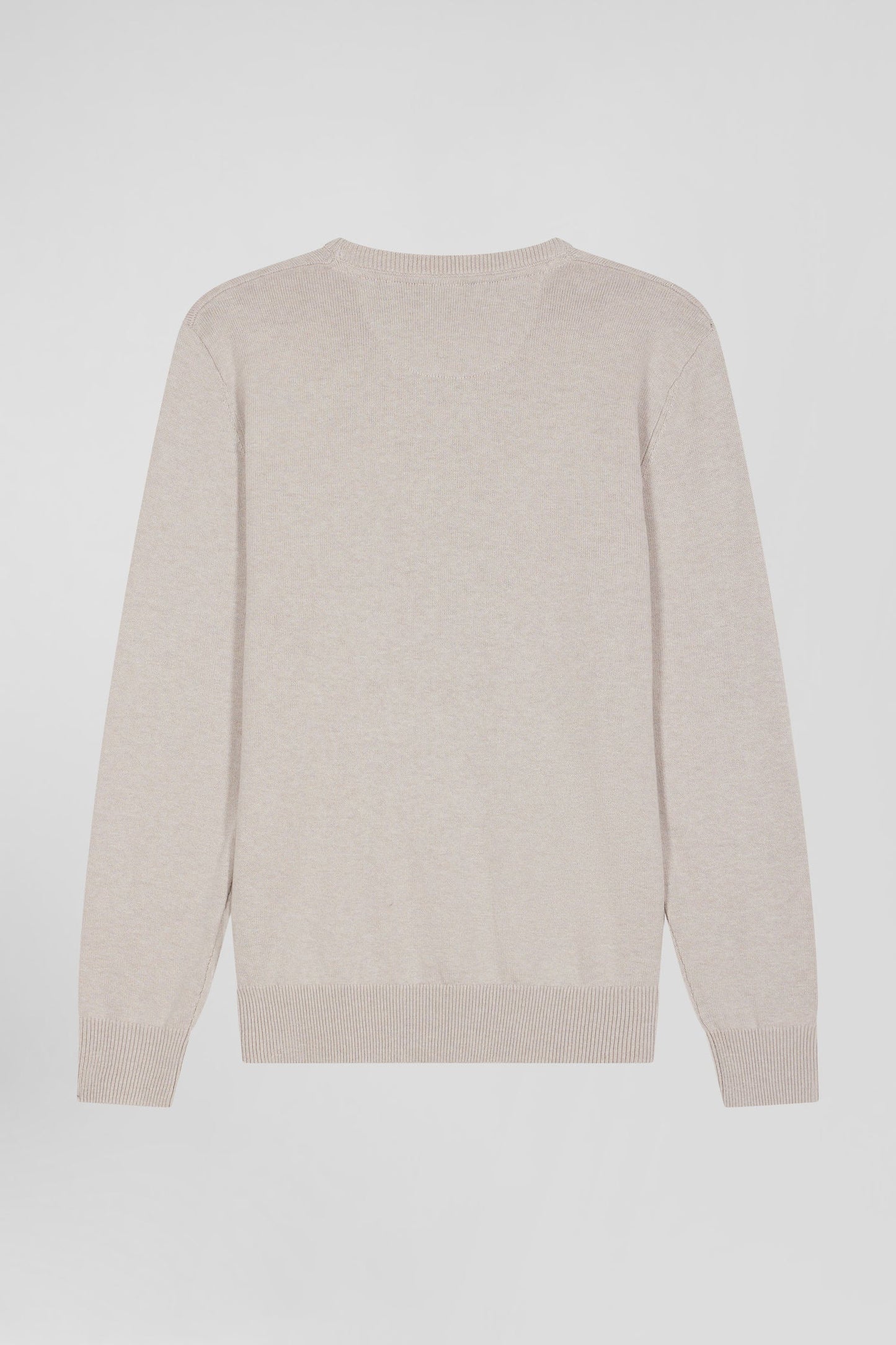 Pull col rond en laine et coton beige coupe Regular - Image 5