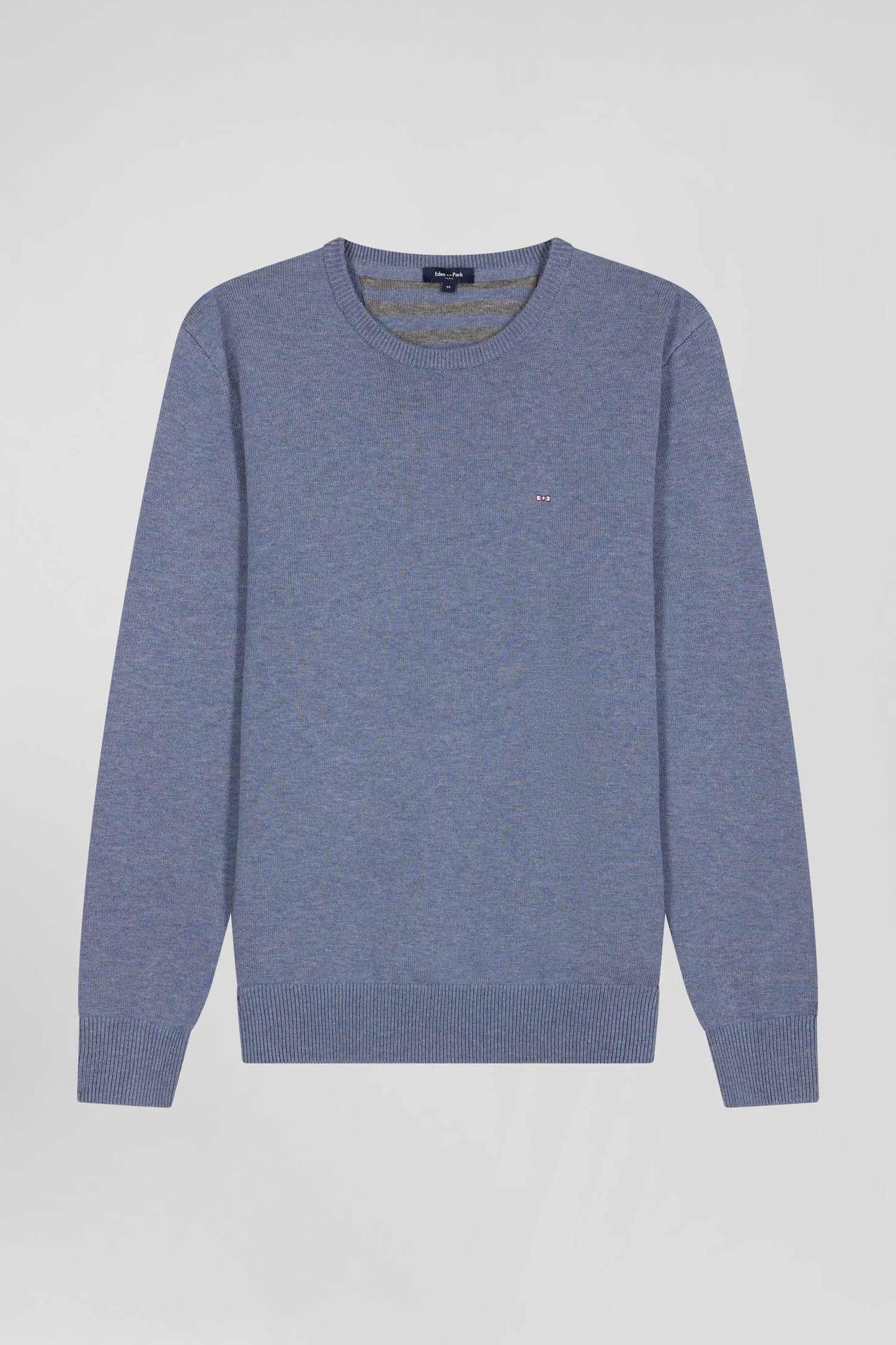 Pull col V en laine et coton bleu clair coupe Regular - Image 2