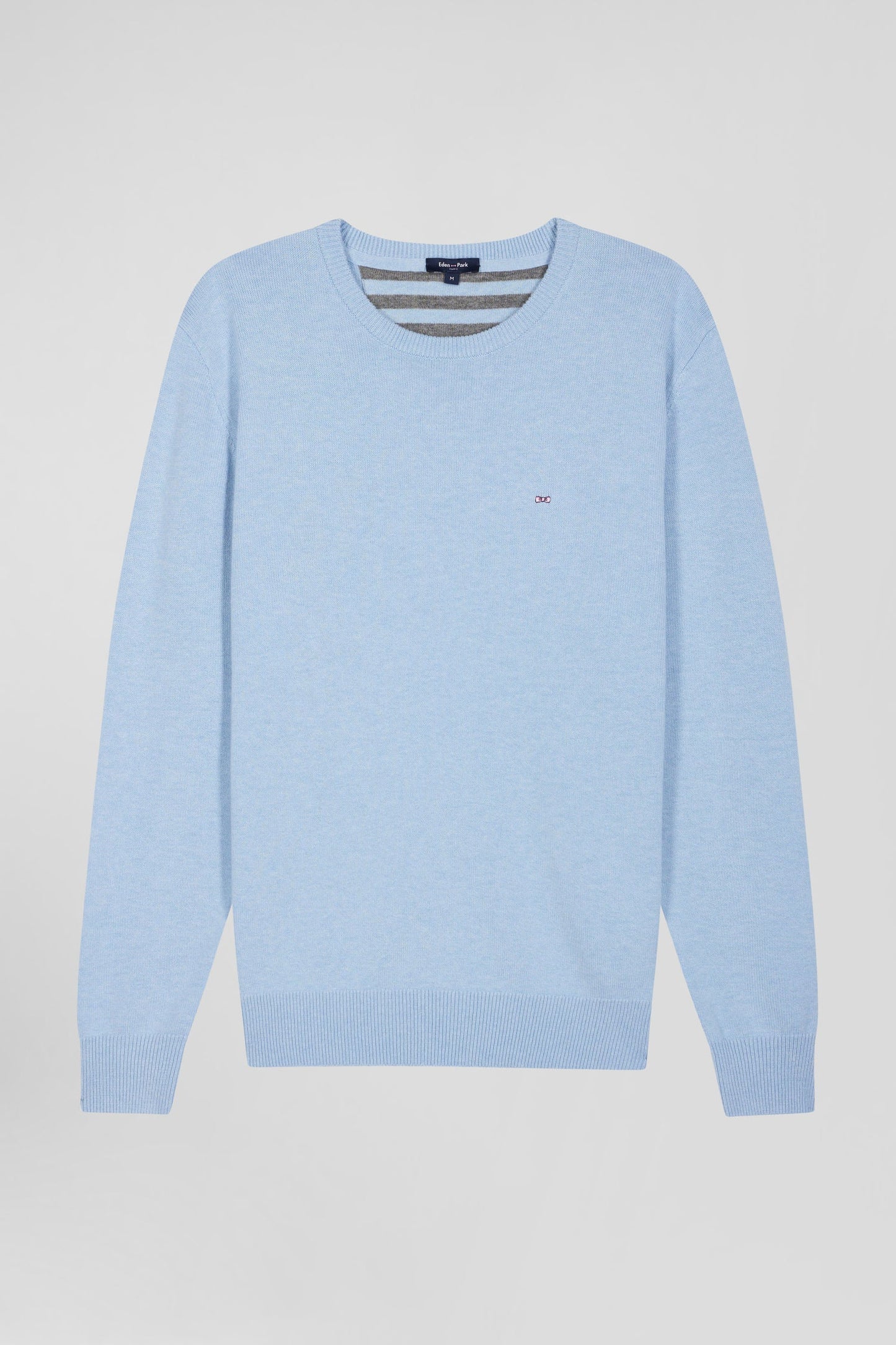 Pull col rond en laine et coton ciel coupe Regular - Image 2