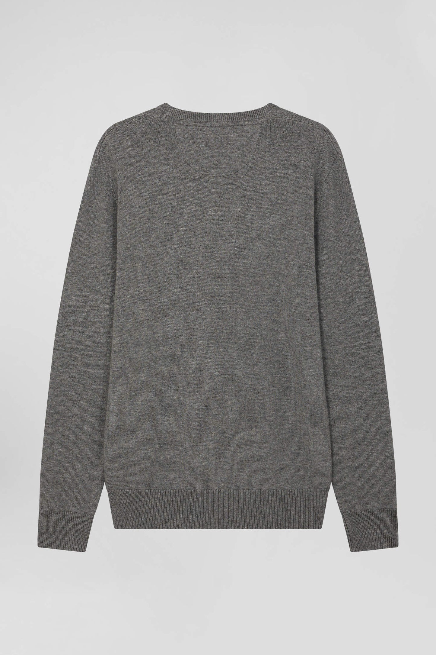 Regular light grey wool and cotton crew neck jumper