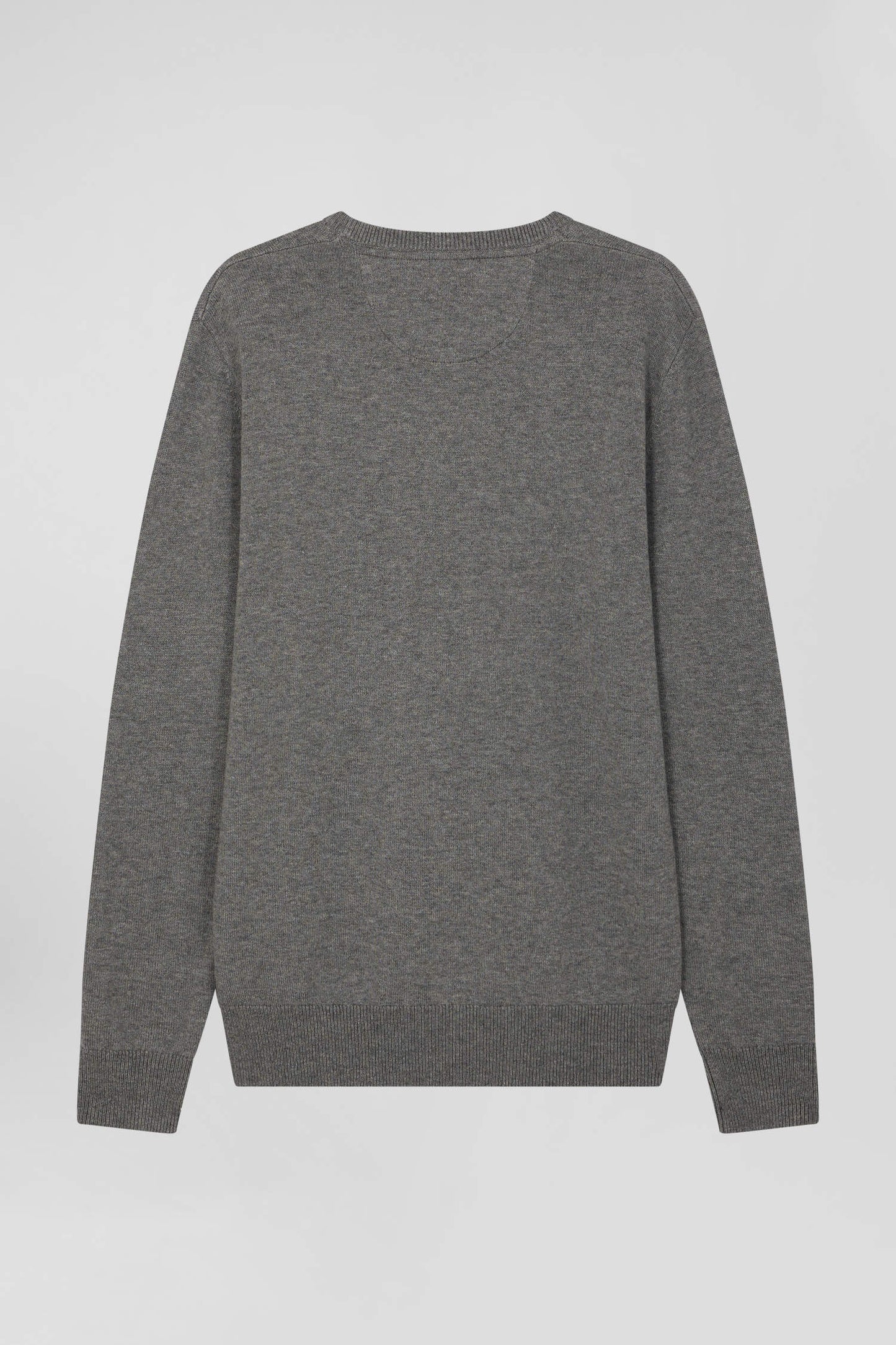 Pull col rond en laine et coton gris clair coupe Regular - Image 5