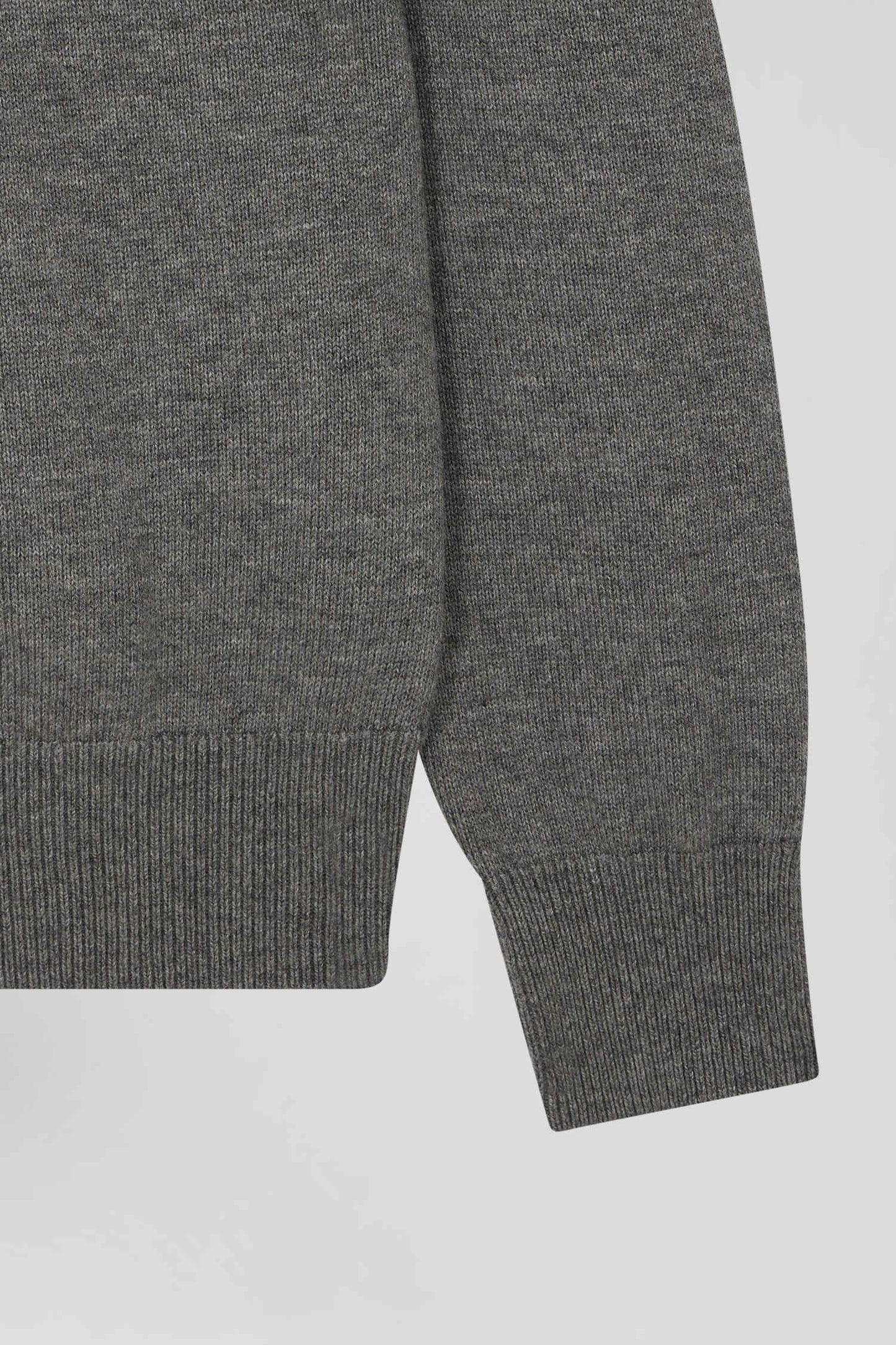 Regular light grey wool and cotton crew neck jumper