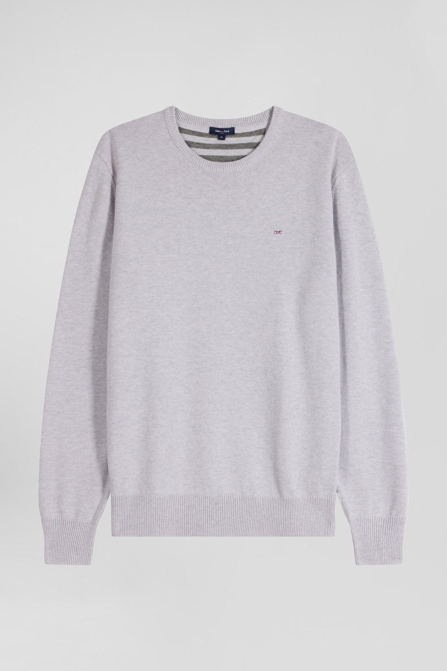 Pull col V en laine et coton gris coupe Regular - Image 2