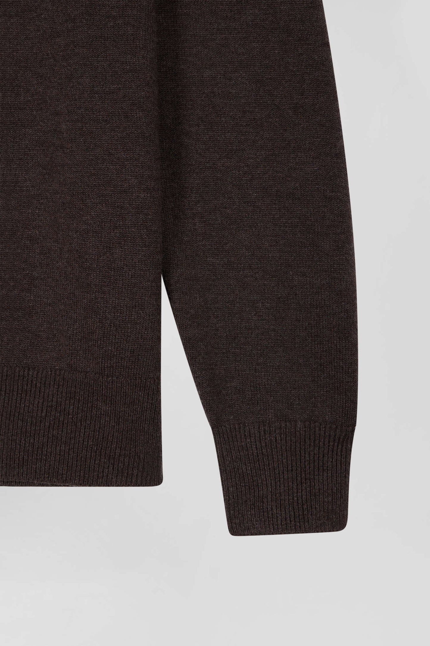 Regular dark brown wool and cotton crew neck jumper