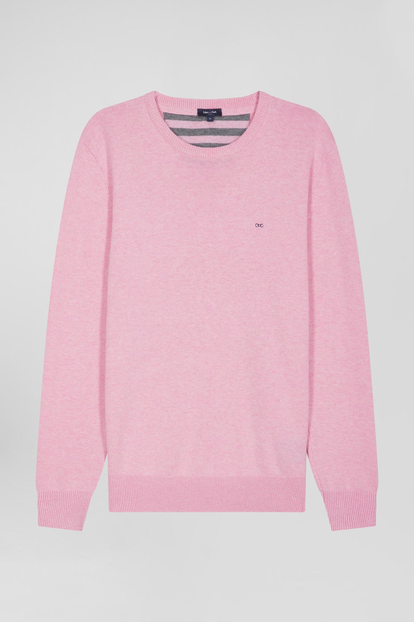 Pull col V en laine et coton rose coupe Regular - Image 2