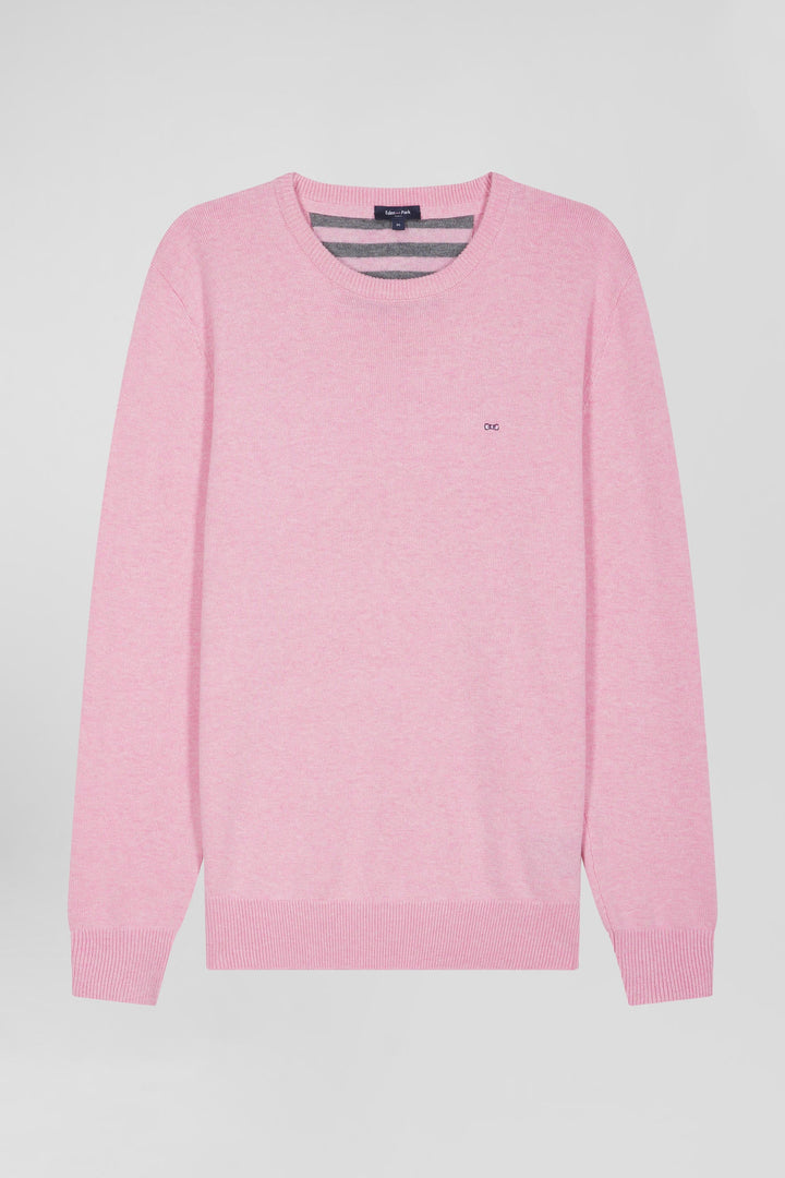 Pull col rond en laine et coton rose coupe Regular alt view