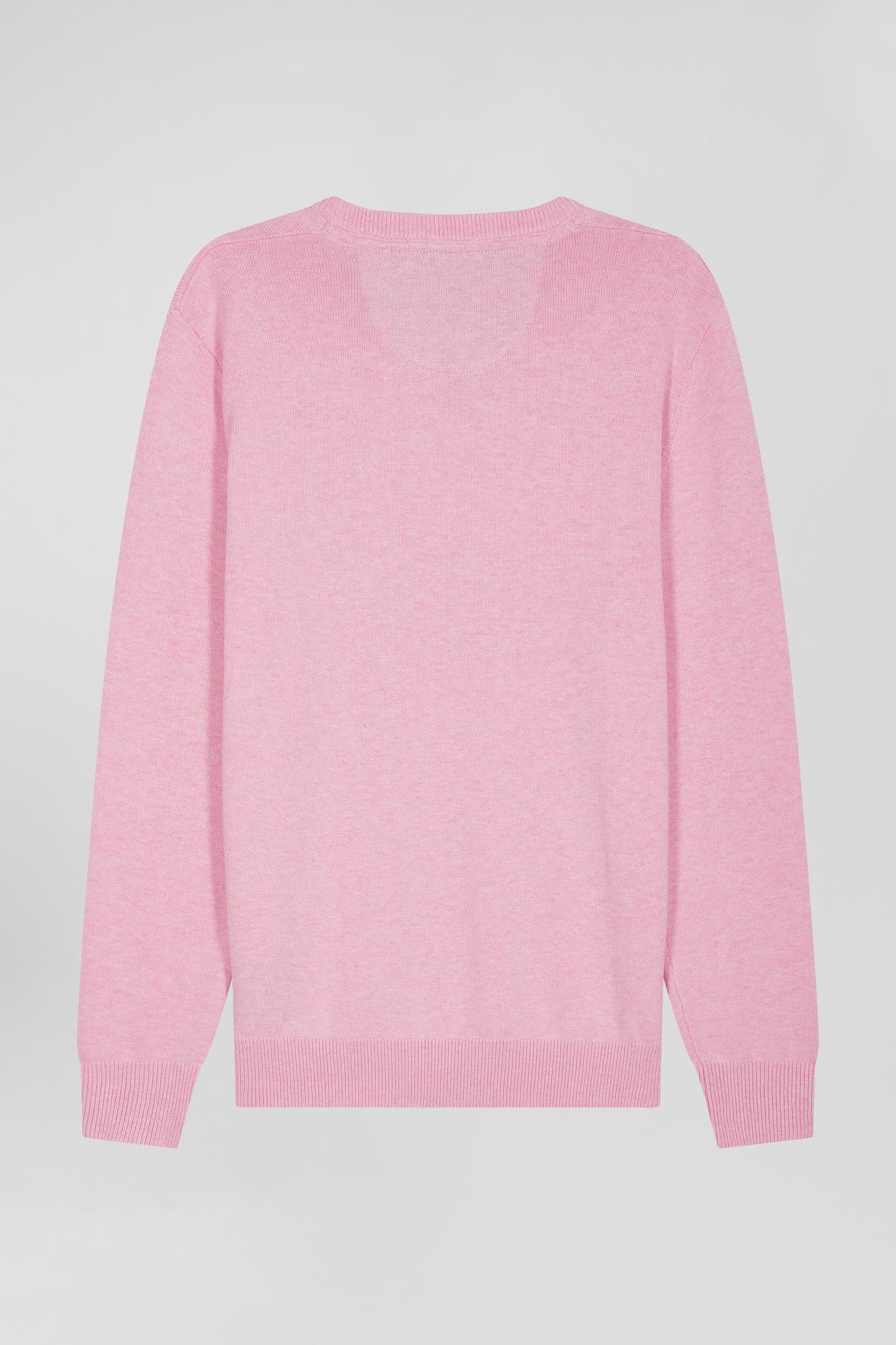 Pull col V en laine et coton rose coupe Regular - Image 5