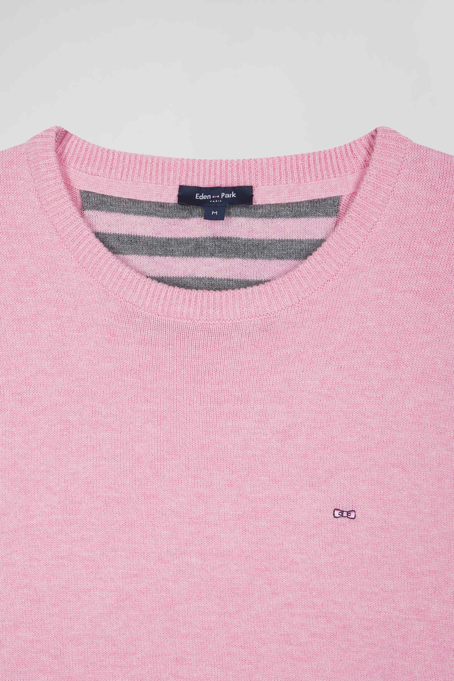 Pull col V en laine et coton rose coupe Regular - Image 8