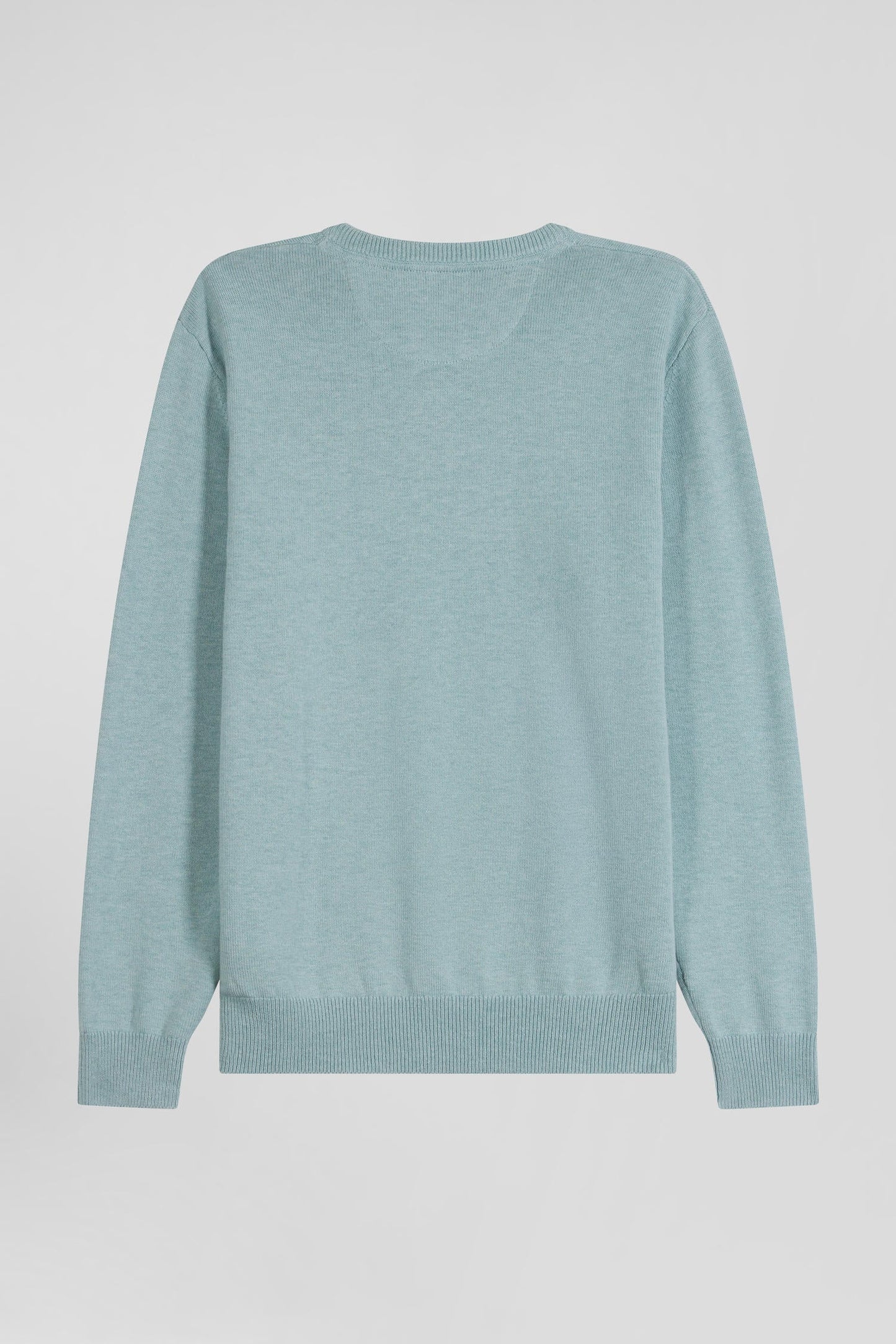 Pull col V en laine et coton vert coupe Regular - Image 5