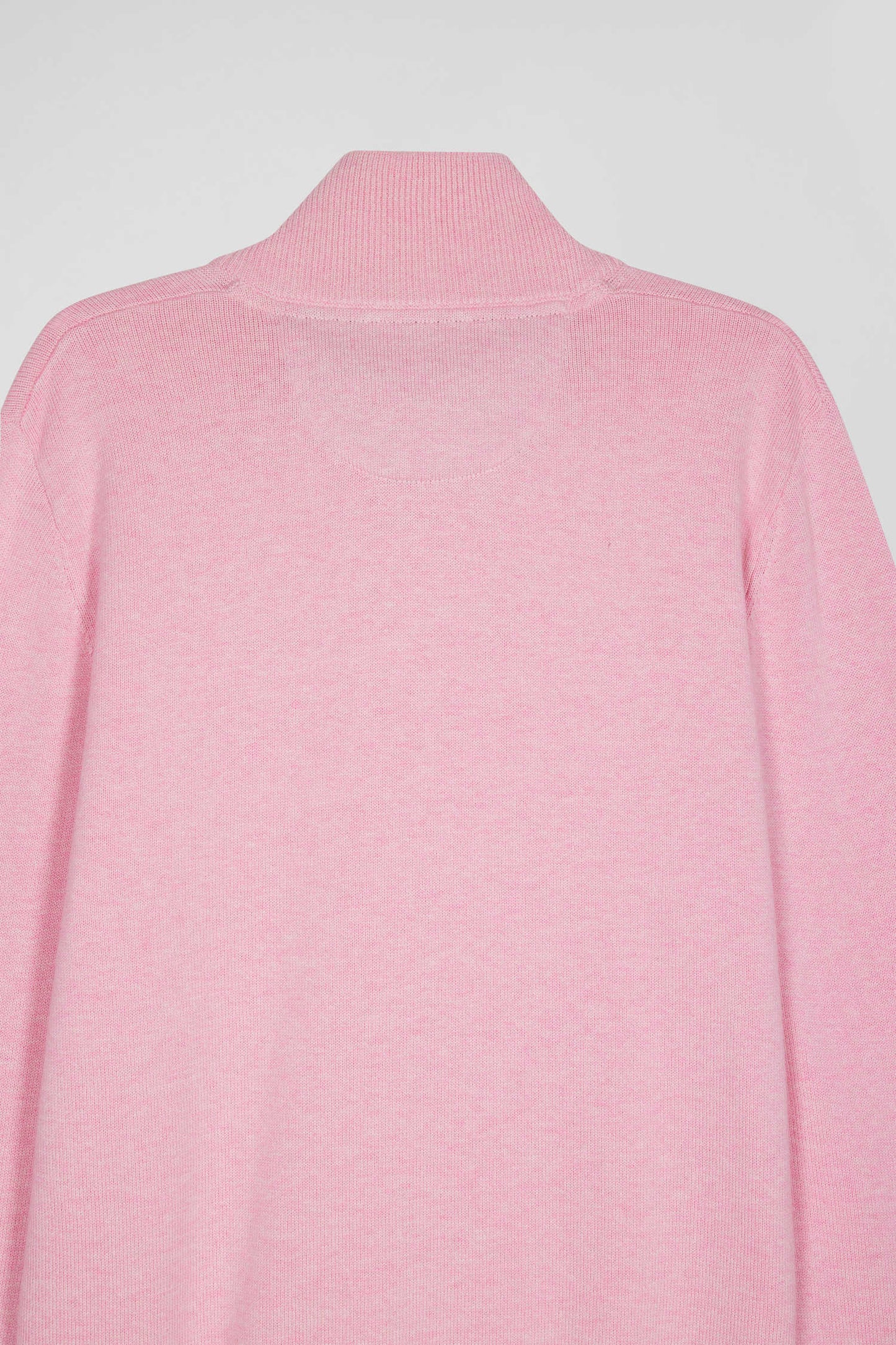 Pull col camionneur zippé en laine et coton rose coupe Regular - Image 10