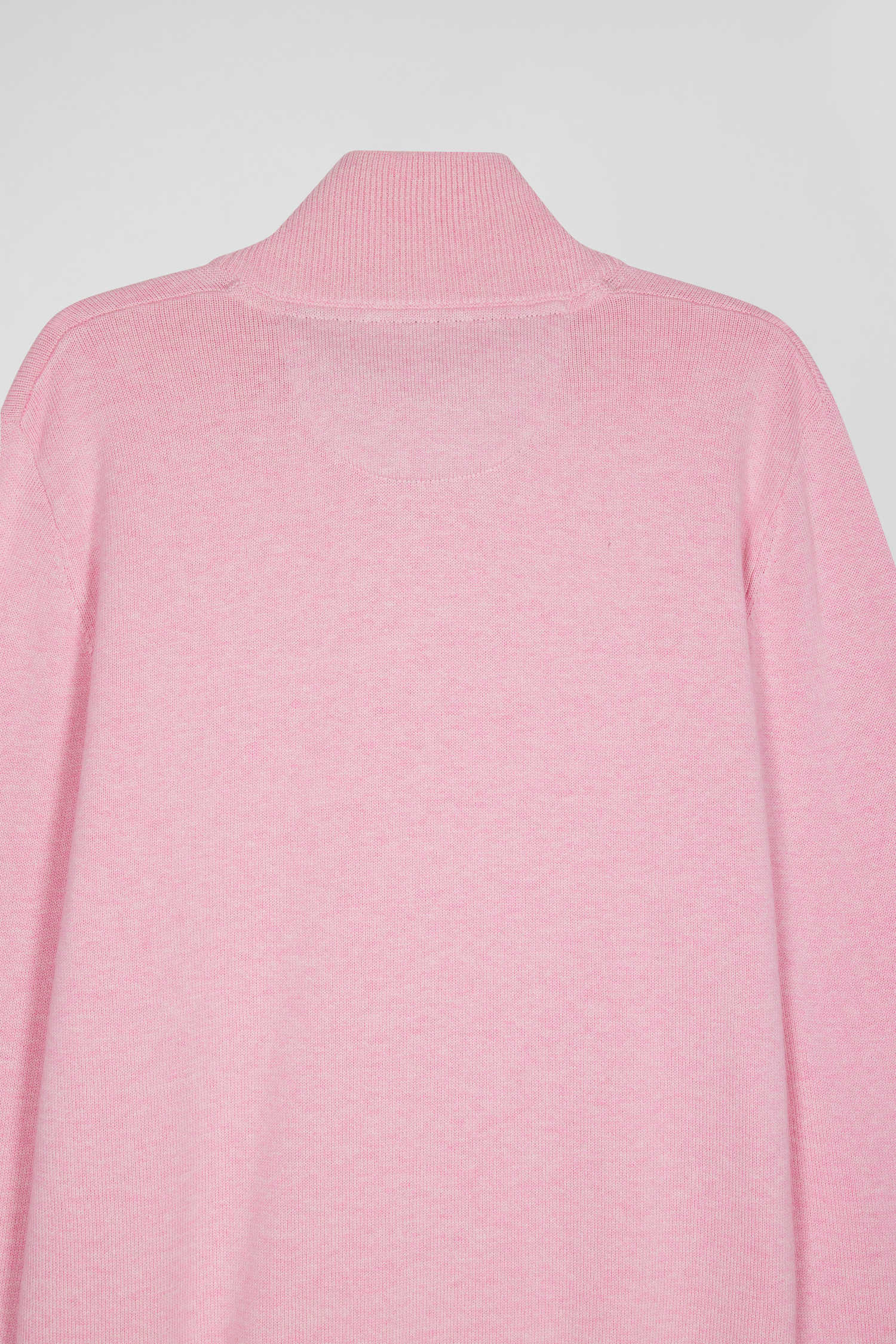 Pull col camionneur zippé en laine et coton rose coupe Regular