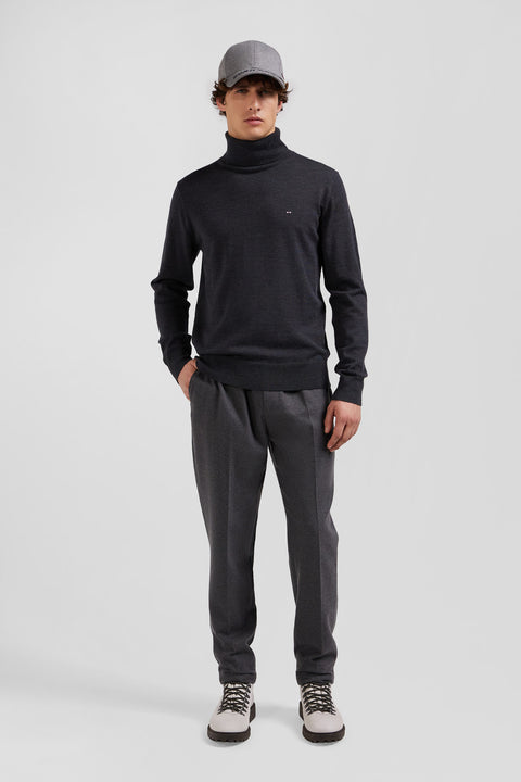 Regular anthracite grey merino wool turtleneck jumper - Image 1
