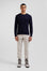 Pull col rond en coton et cachemire bleu marine coupe Regular