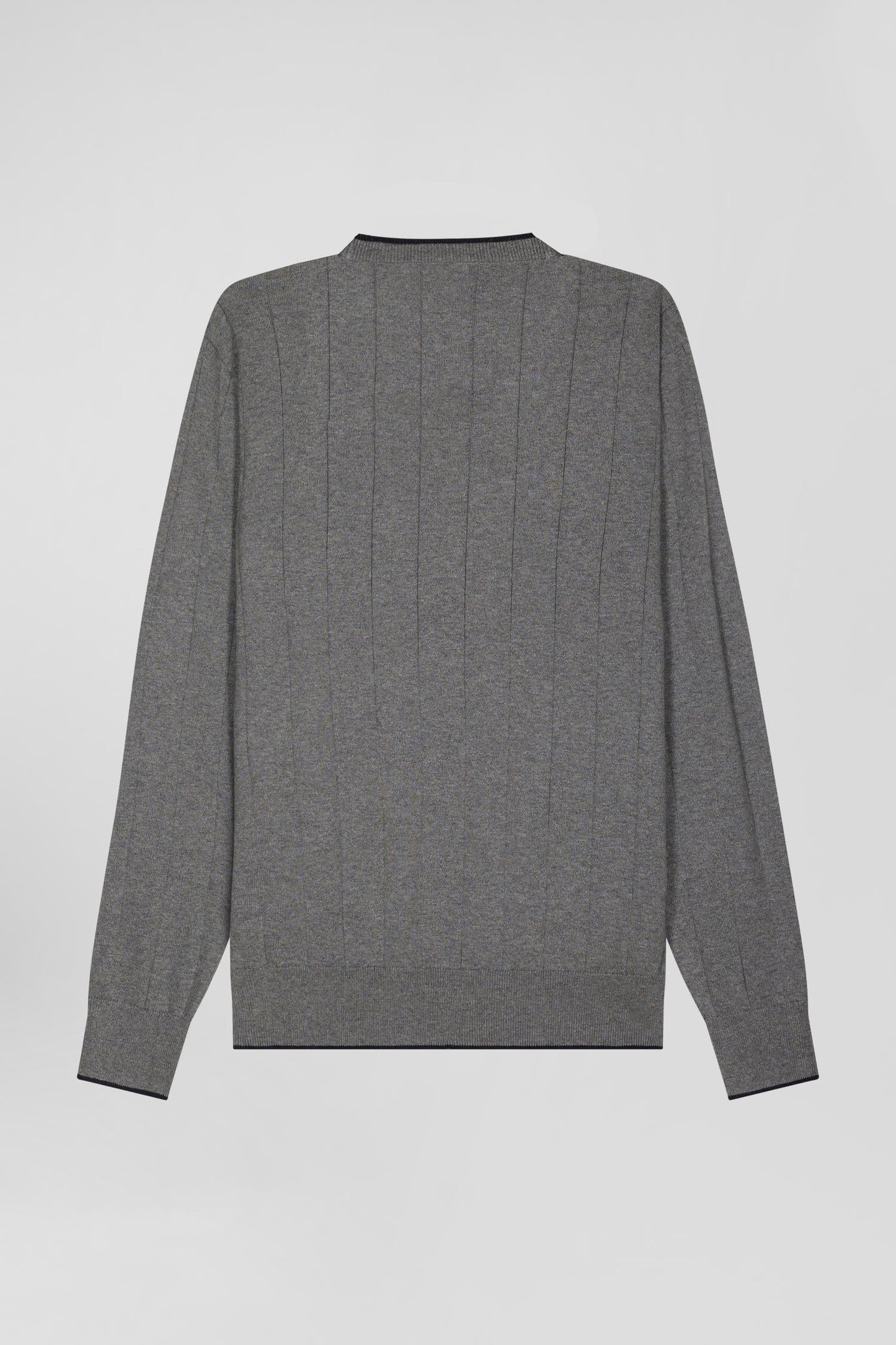 Pull col rond en coton et cachemire gris coupe Regular - Image 5