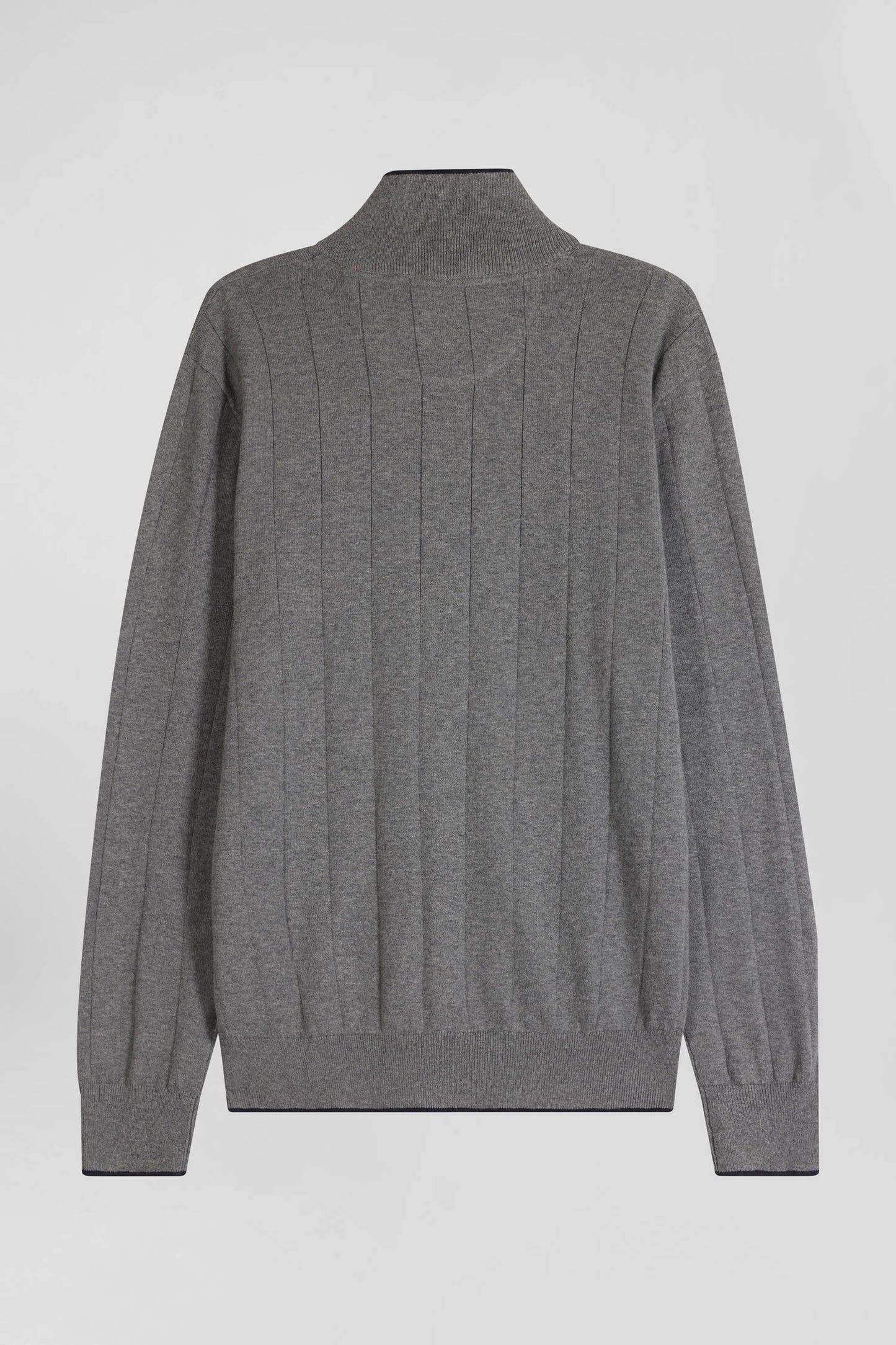 Pull col camionneur en coton et cachemire gris coupe Regular - Image 5