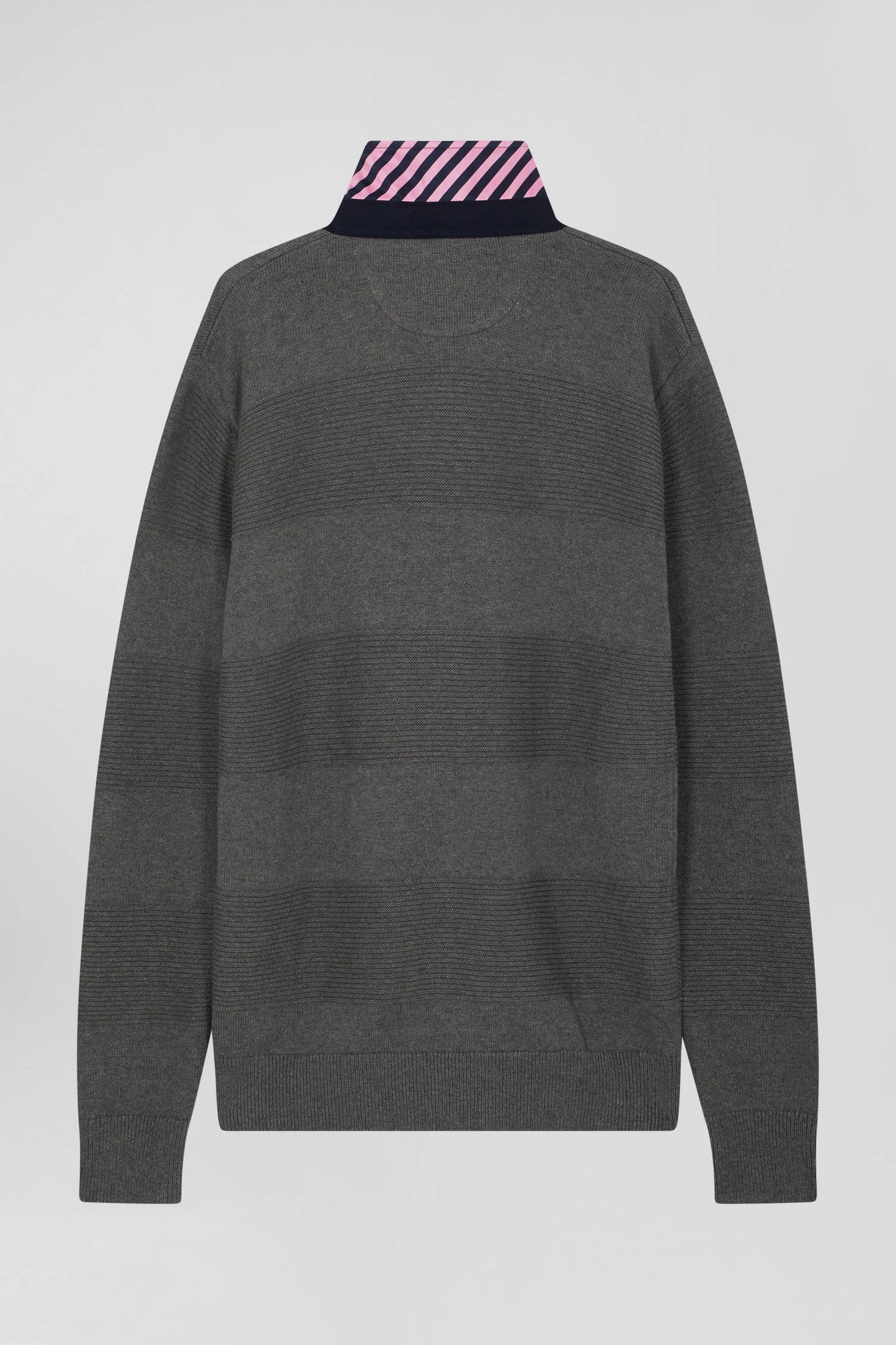 Pull col polo en coton gris anthracite coupe Regular - Image 5